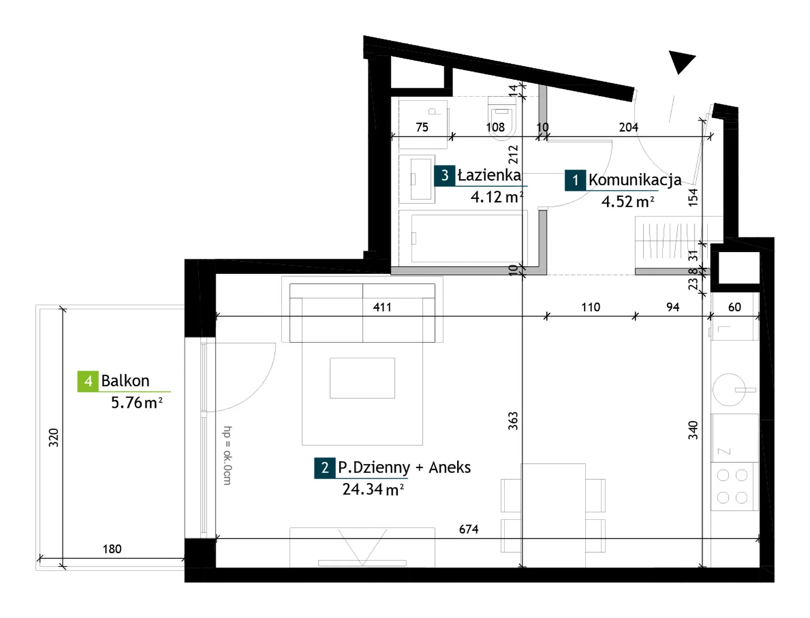 1 pokój, mieszkanie 32,98 m², piętro 3, oferta nr AE0306, Viva Cité etap II, Warszawa, Bemowo, Chrzanów, ul. Podgrodzie
