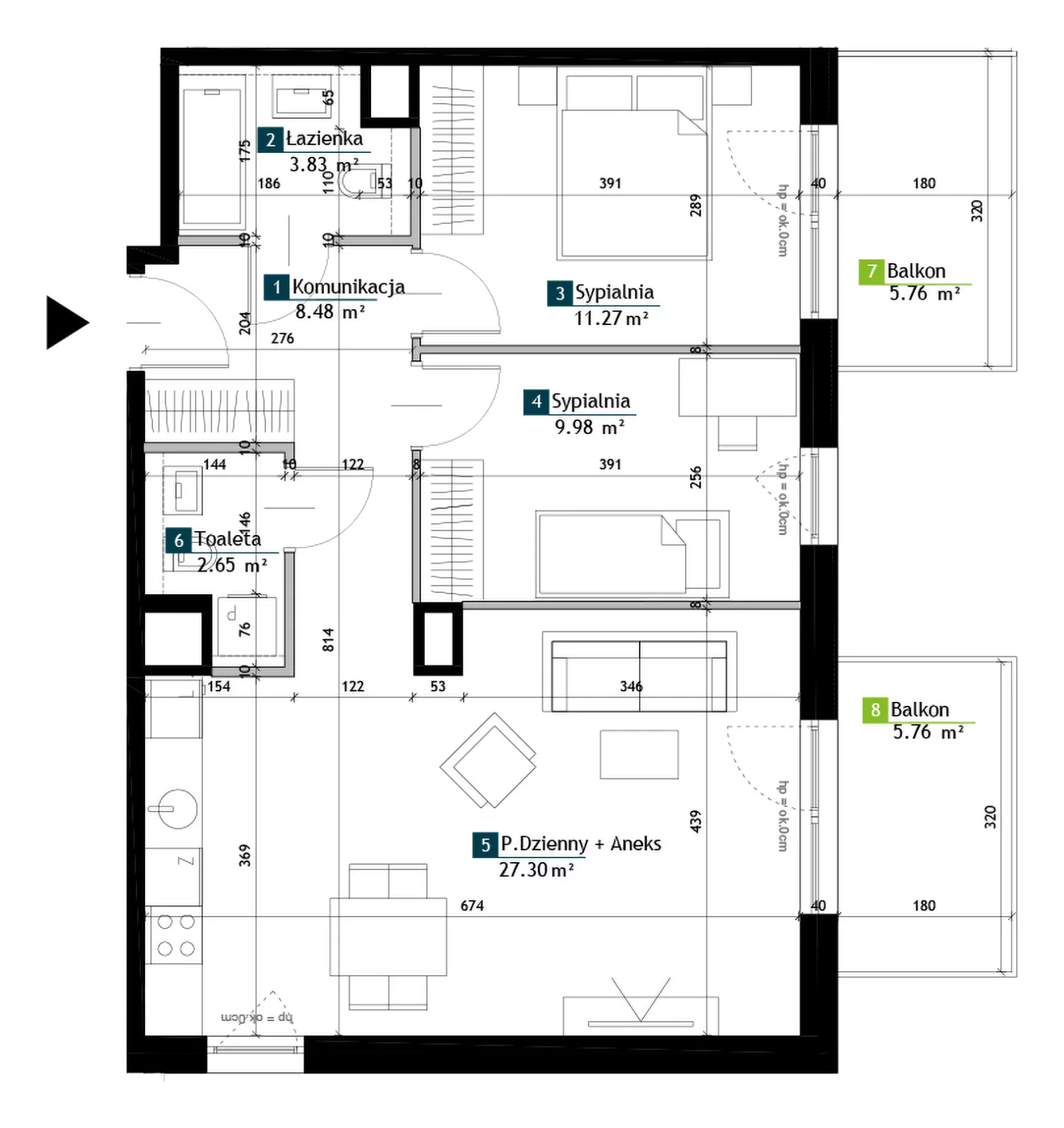 3 pokoje, mieszkanie 63,51 m², piętro 2, oferta nr BA0204, Viva Cité, Warszawa, Bemowo, Chrzanów, ul. Podgrodzie