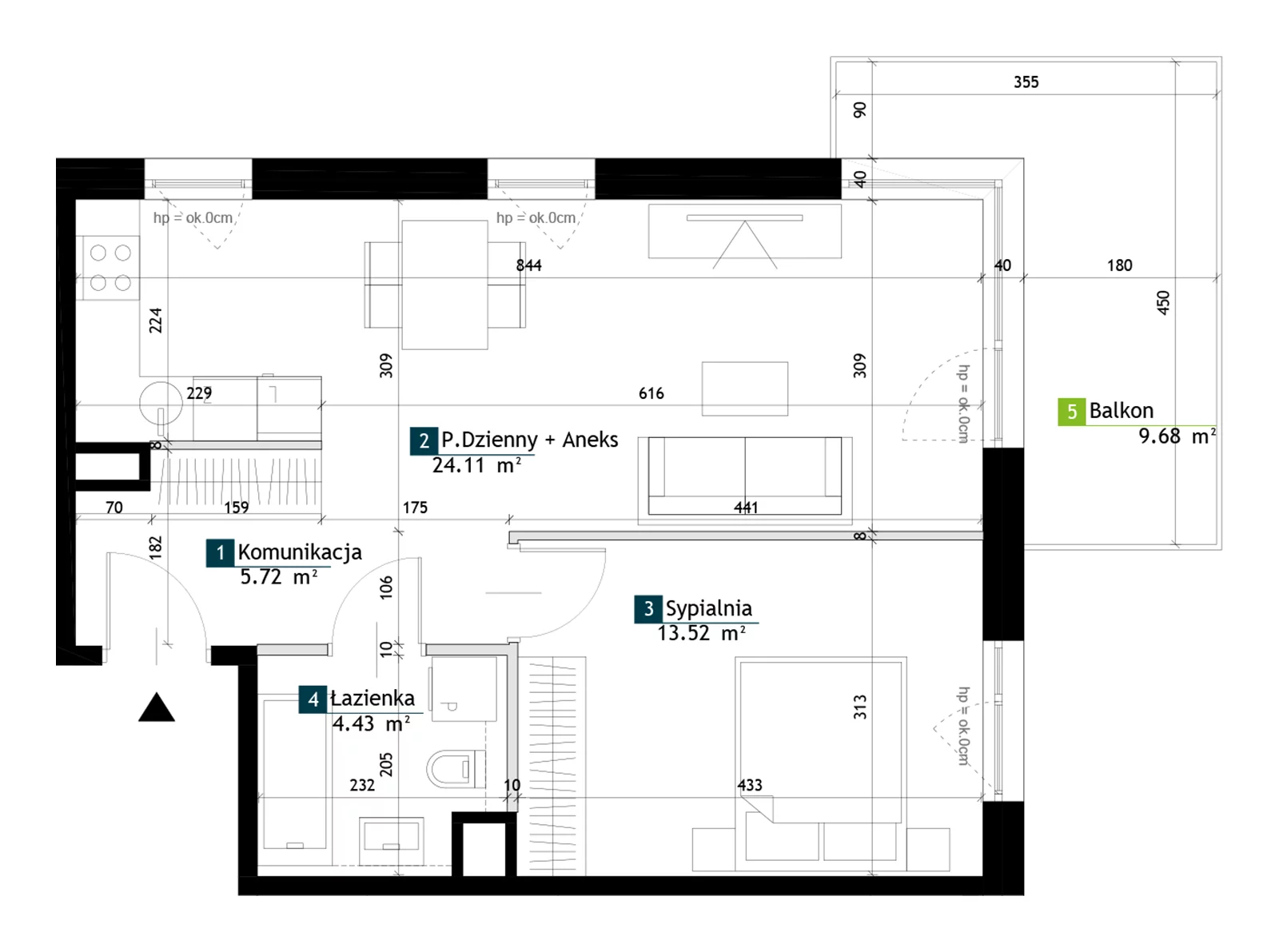 2 pokoje, mieszkanie 47,78 m², piętro 3, oferta nr BA0302, Viva Cité, Warszawa, Bemowo, Chrzanów, ul. Podgrodzie