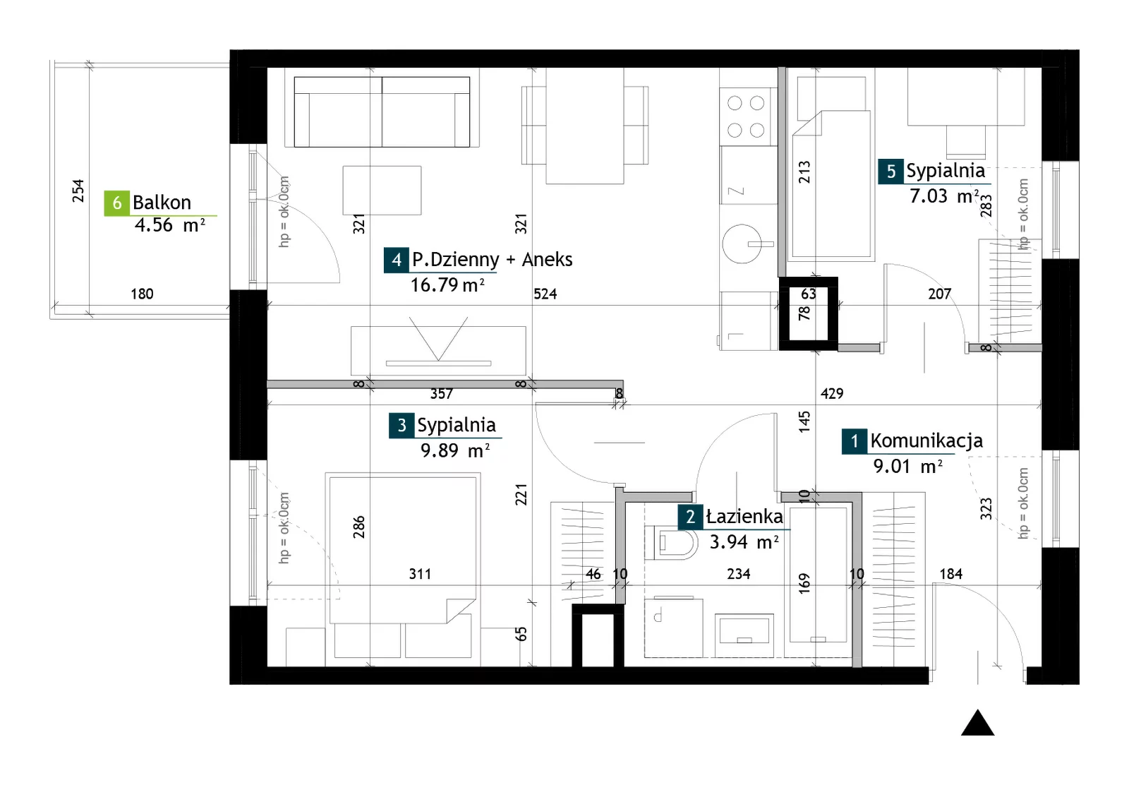 3 pokoje, mieszkanie 46,66 m², piętro 2, oferta nr BB0205, Viva Cité, Warszawa, Bemowo, Chrzanów, ul. Podgrodzie