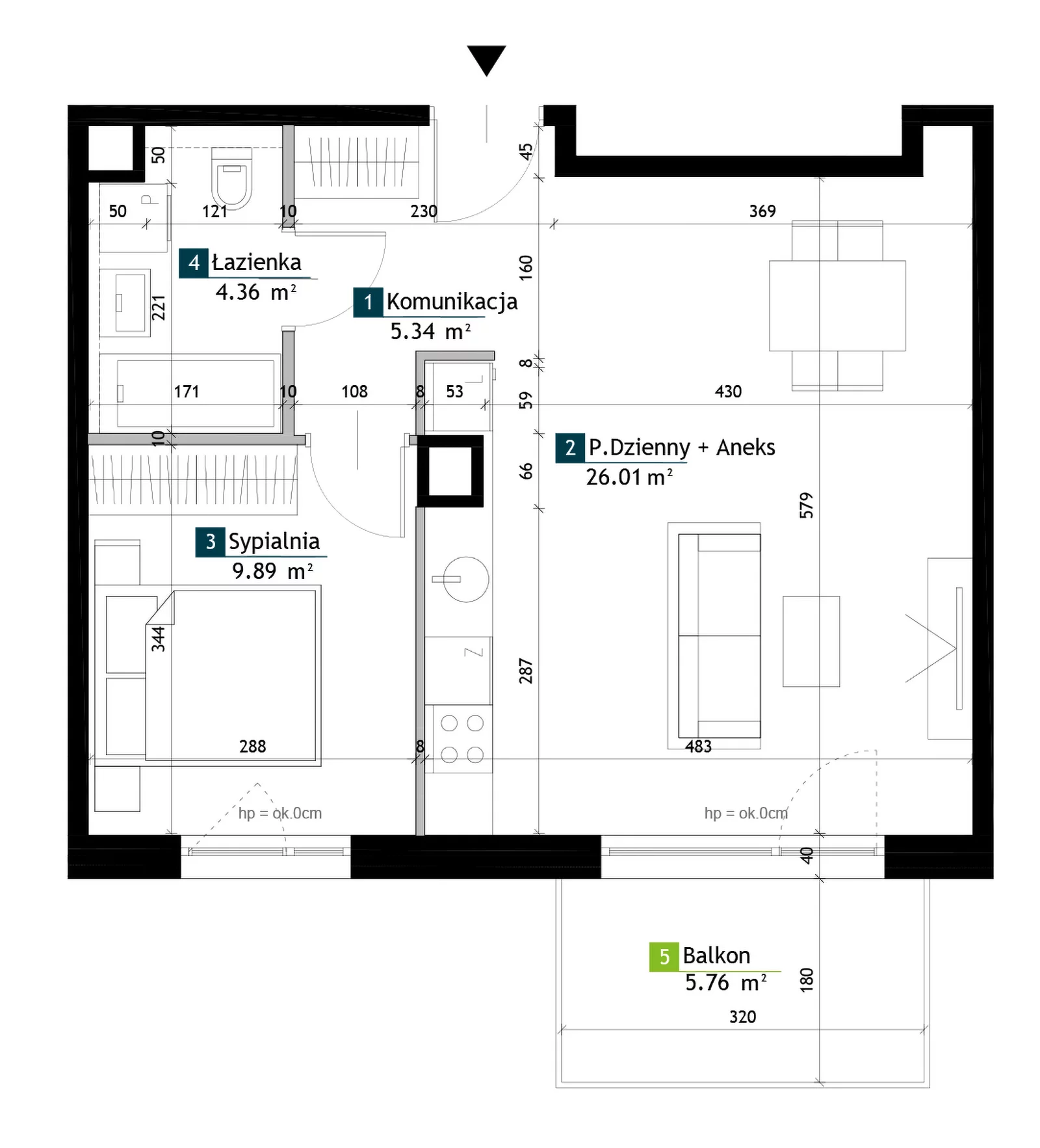 2 pokoje, mieszkanie 45,60 m², piętro 2, oferta nr BC0202, Viva Cité, Warszawa, Bemowo, Chrzanów, ul. Podgrodzie