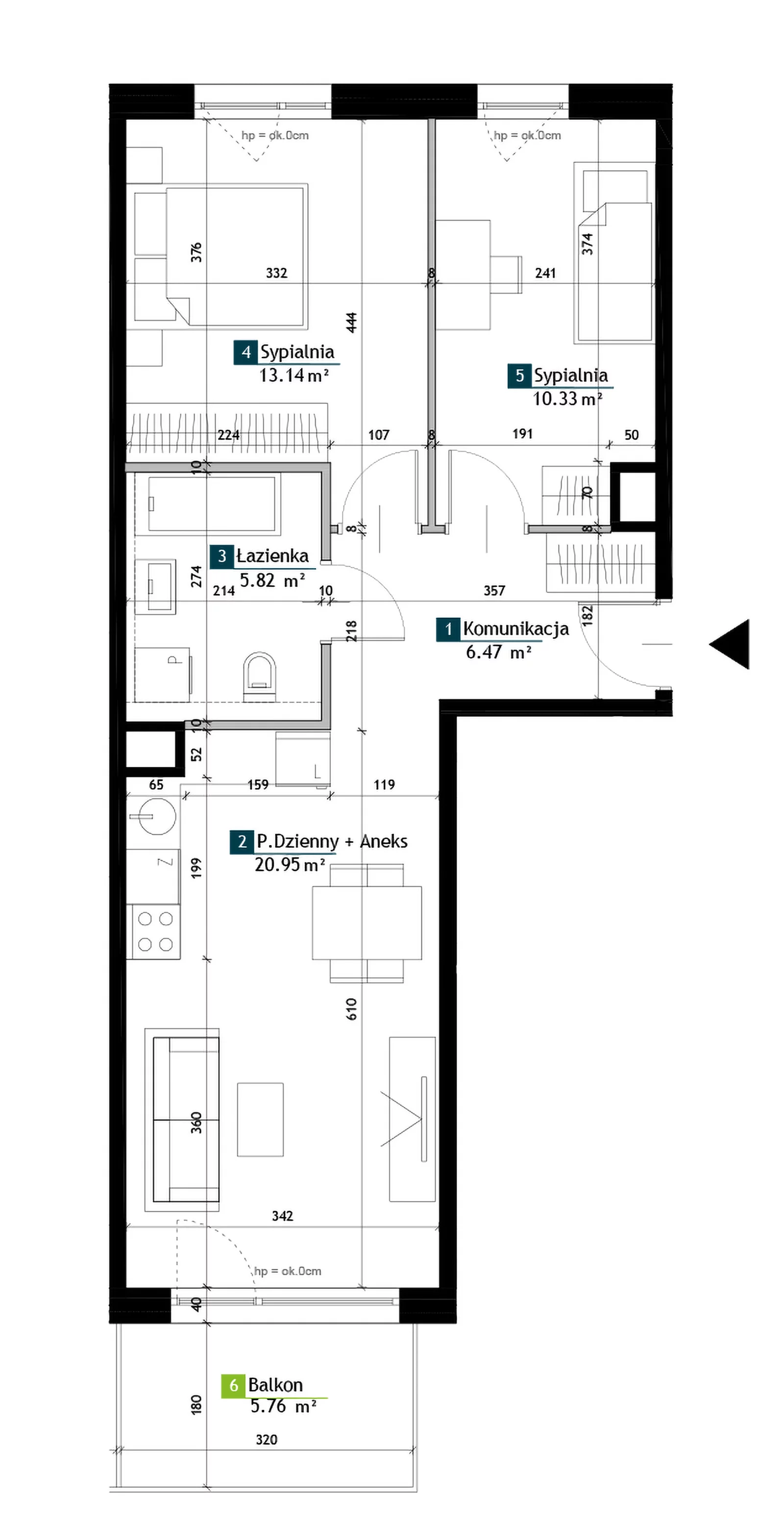 3 pokoje, mieszkanie 56,71 m², piętro 2, oferta nr BC0203, Viva Cité, Warszawa, Bemowo, Chrzanów, ul. Podgrodzie
