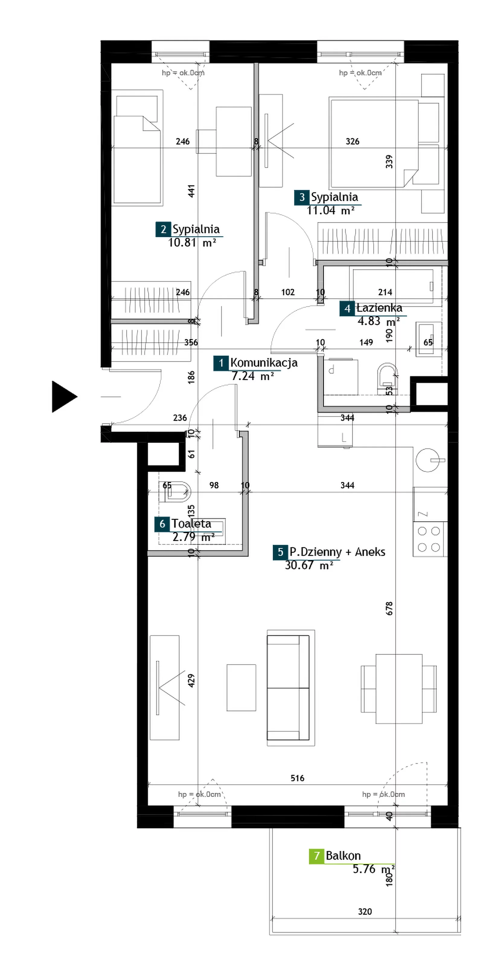 3 pokoje, mieszkanie 67,38 m², piętro 3, oferta nr BC0301, Viva Cité, Warszawa, Bemowo, Chrzanów, ul. Podgrodzie