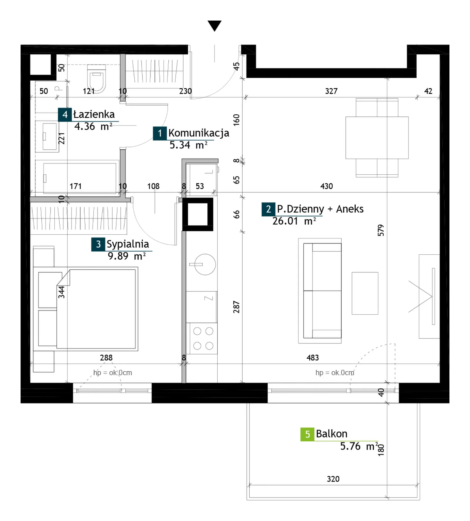 2 pokoje, mieszkanie 45,60 m², piętro 3, oferta nr BC0302, Viva Cité, Warszawa, Bemowo, Chrzanów, ul. Podgrodzie