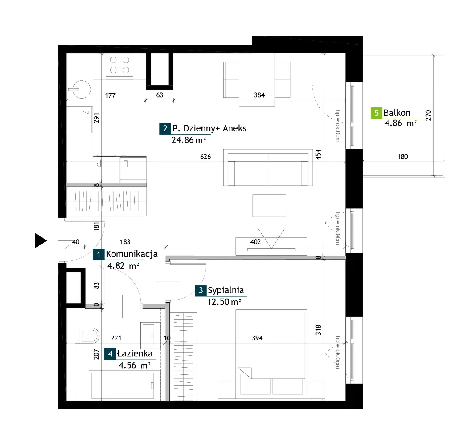 2 pokoje, mieszkanie 46,74 m², piętro 2, oferta nr BE0201, Viva Cité, Warszawa, Bemowo, Chrzanów, ul. Podgrodzie