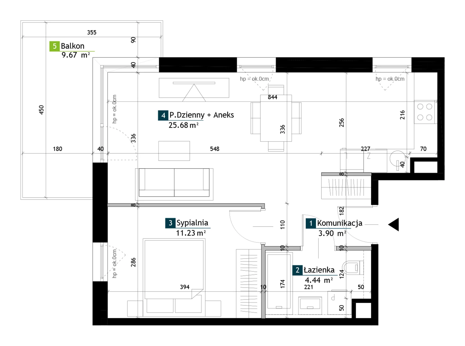 2 pokoje, mieszkanie 45,25 m², piętro 2, oferta nr BE0205, Viva Cité, Warszawa, Bemowo, Chrzanów, ul. Podgrodzie