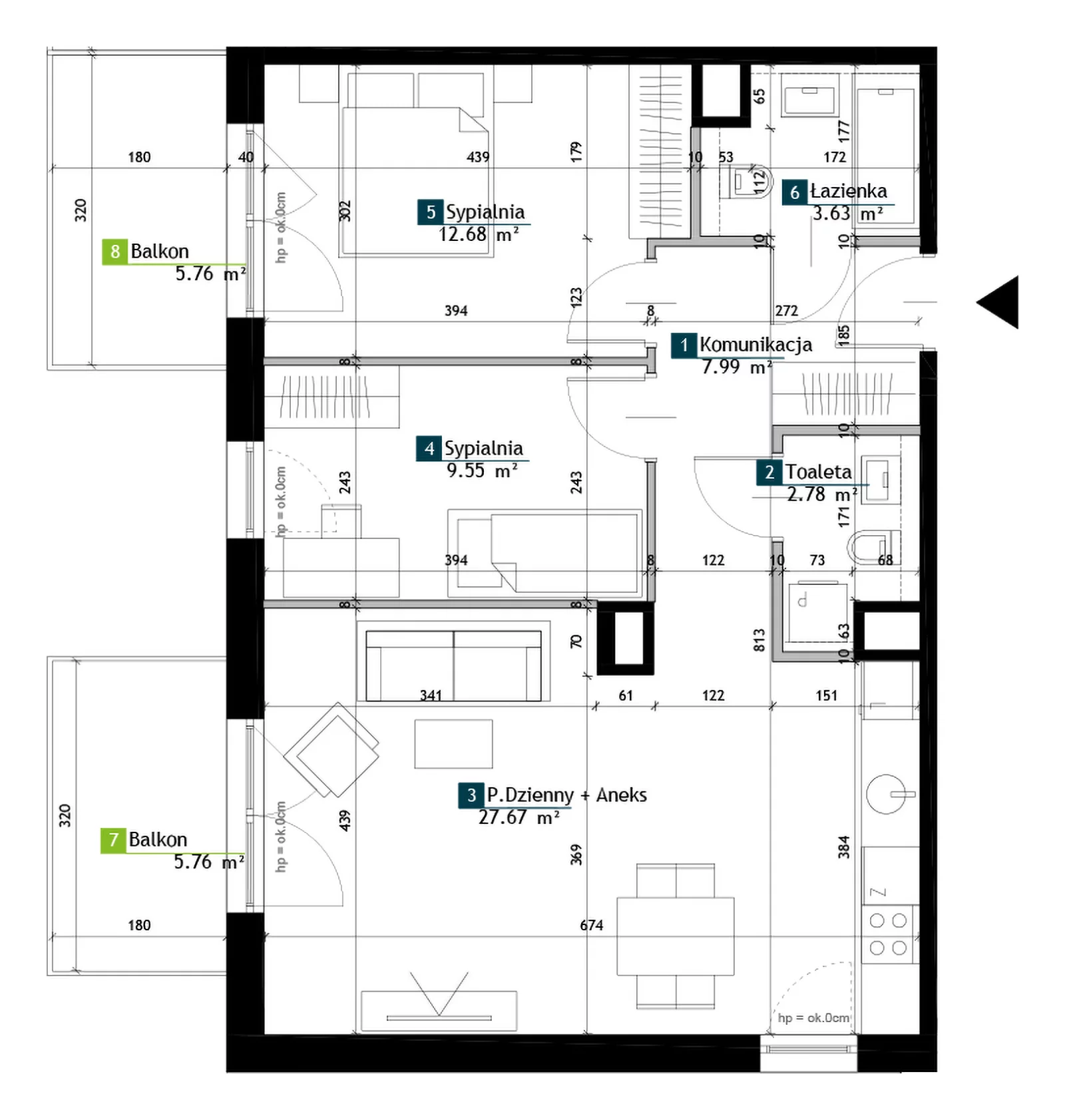 3 pokoje, mieszkanie 64,30 m², piętro 3, oferta nr BE0302, Viva Cité, Warszawa, Bemowo, Chrzanów, ul. Podgrodzie