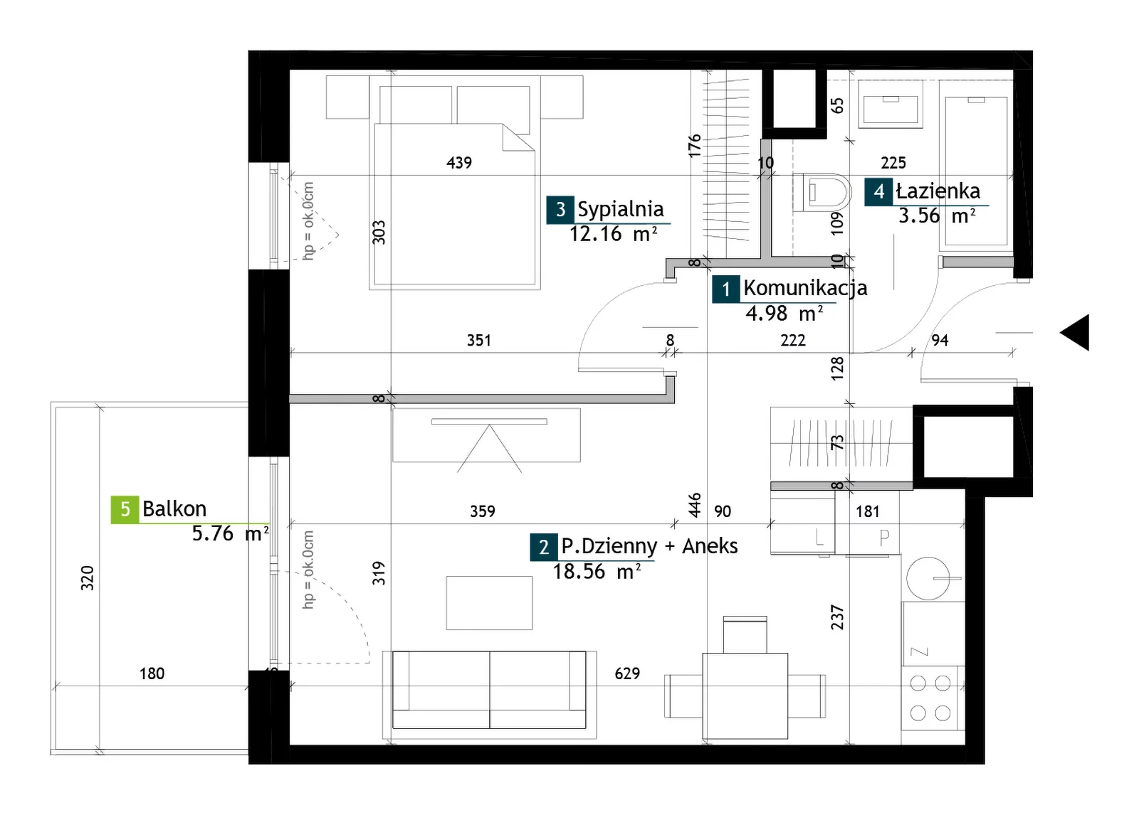 2 pokoje, mieszkanie 39,26 m², piętro 3, oferta nr BE0303, Viva Cité, Warszawa, Bemowo, Chrzanów, ul. Podgrodzie
