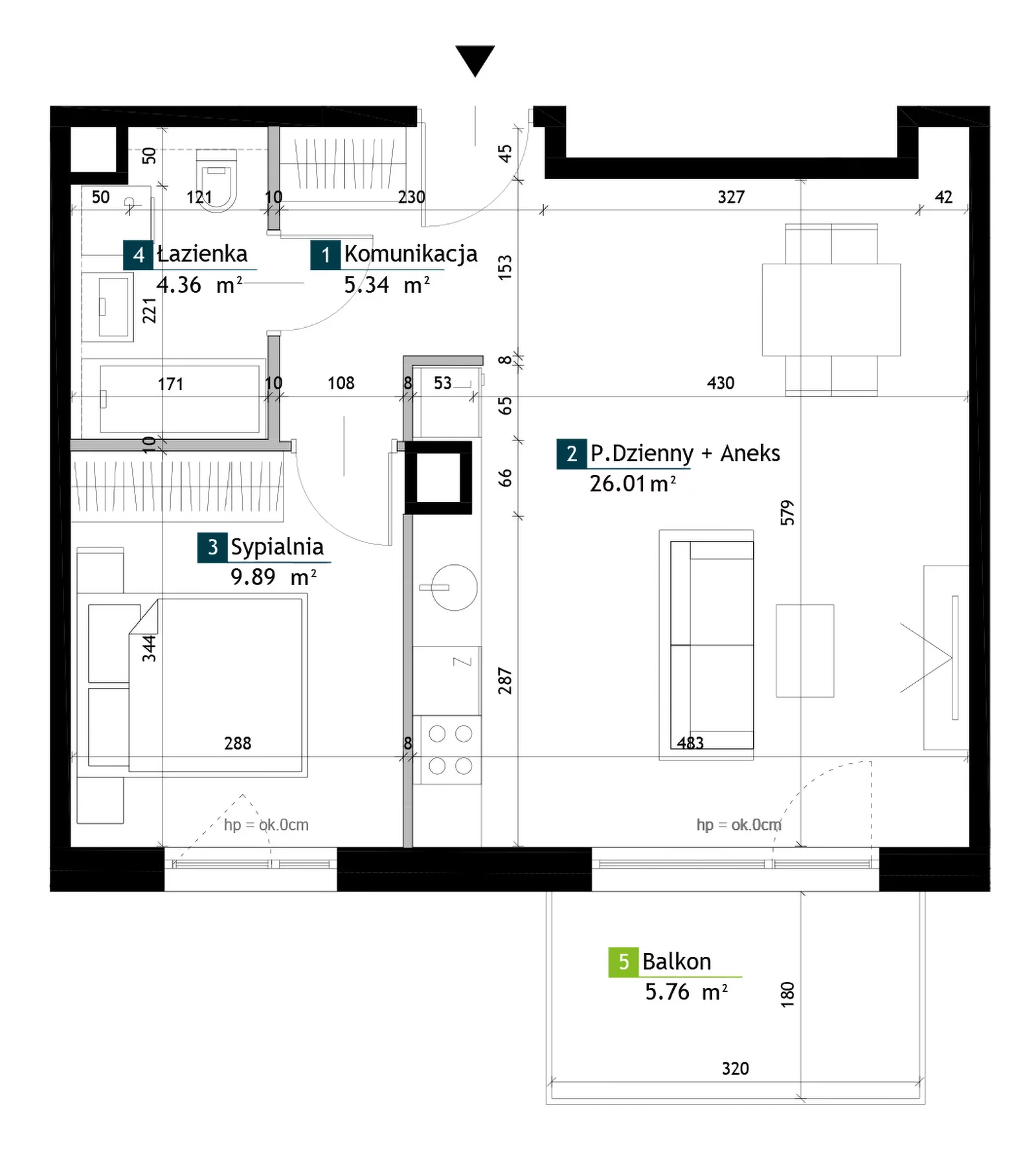 2 pokoje, mieszkanie 45,60 m², piętro 2, oferta nr BF0202, Viva Cité, Warszawa, Bemowo, Chrzanów, ul. Podgrodzie