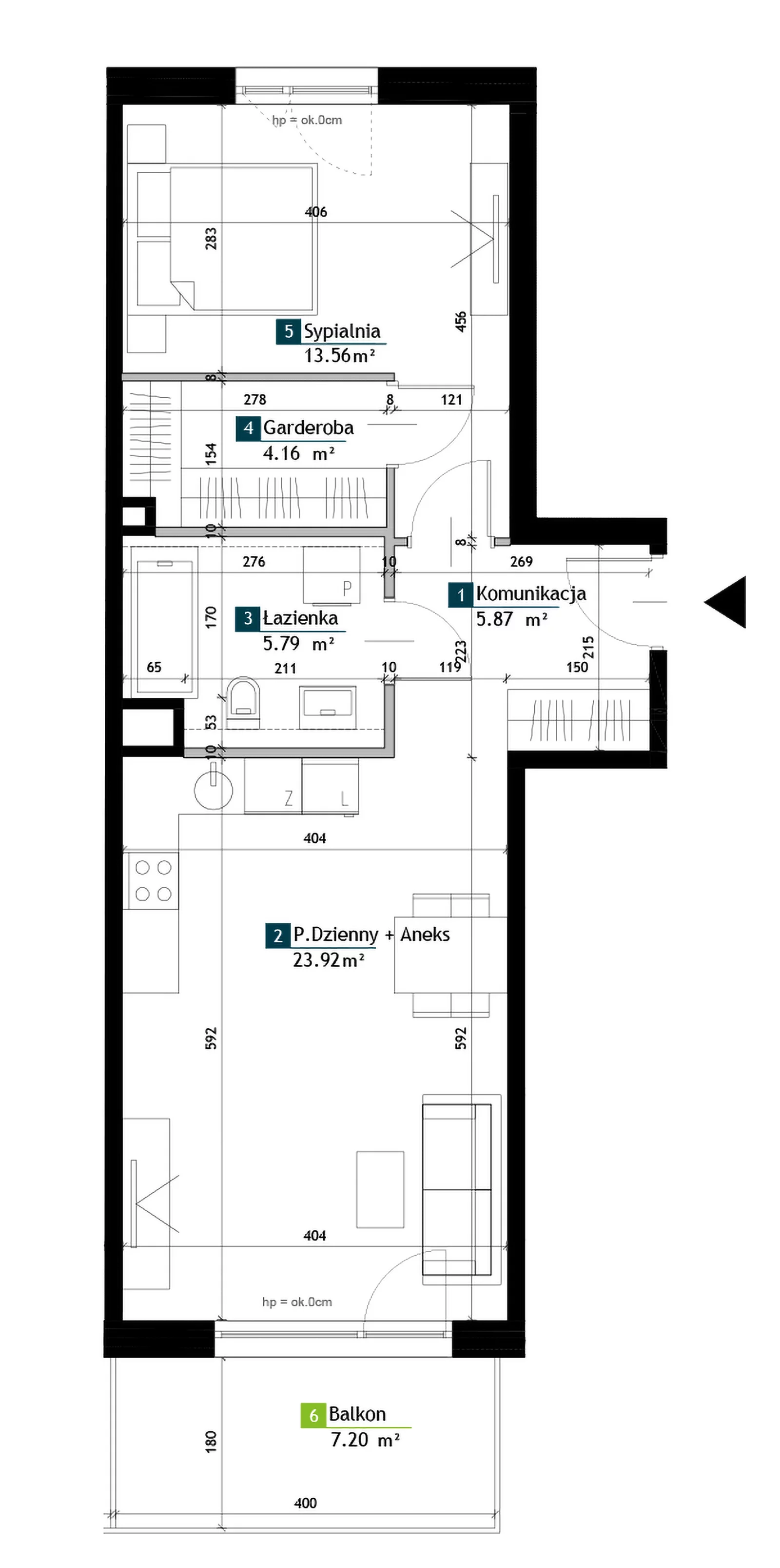 2 pokoje, mieszkanie 53,30 m², piętro 2, oferta nr BG0204, Viva Cité, Warszawa, Bemowo, Chrzanów, ul. Podgrodzie