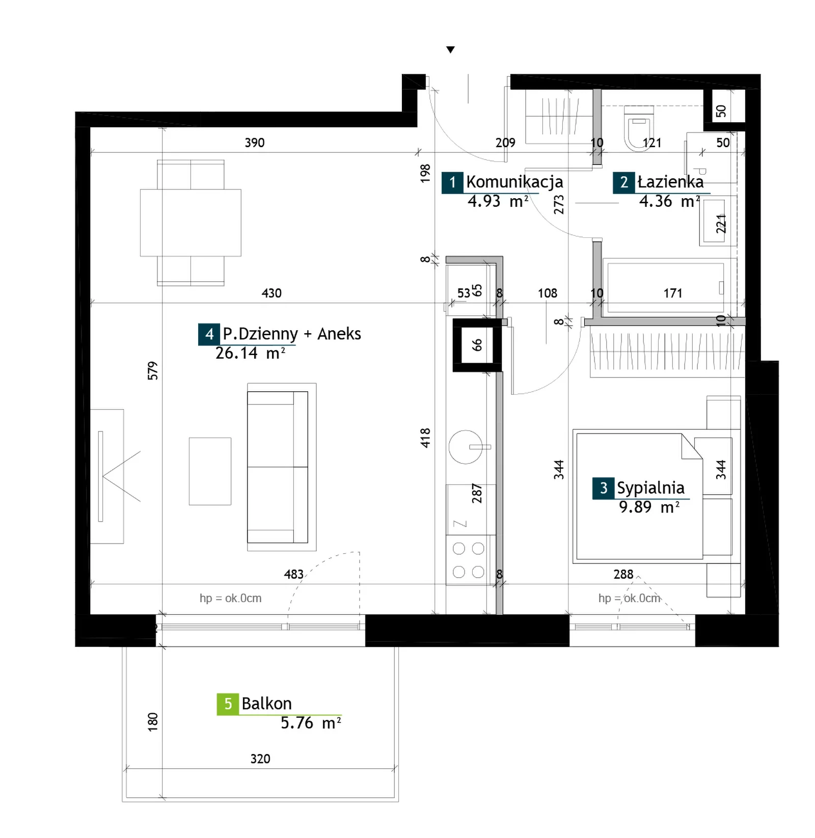 2 pokoje, mieszkanie 45,32 m², piętro 3, oferta nr BG0302, Viva Cité, Warszawa, Bemowo, Chrzanów, ul. Podgrodzie