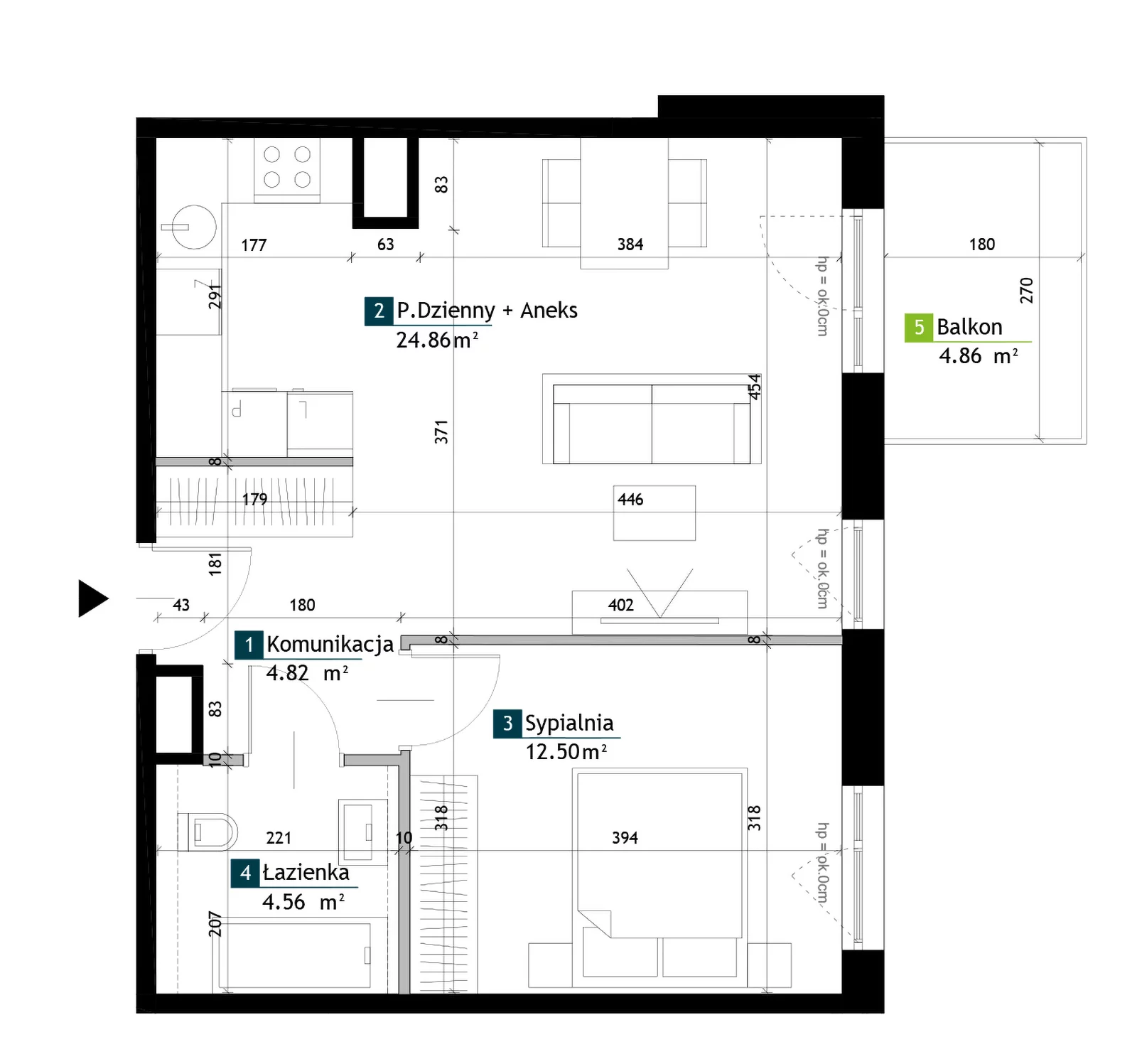 2 pokoje, mieszkanie 46,74 m², piętro 2, oferta nr BH0201, Viva Cité, Warszawa, Bemowo, Chrzanów, ul. Podgrodzie