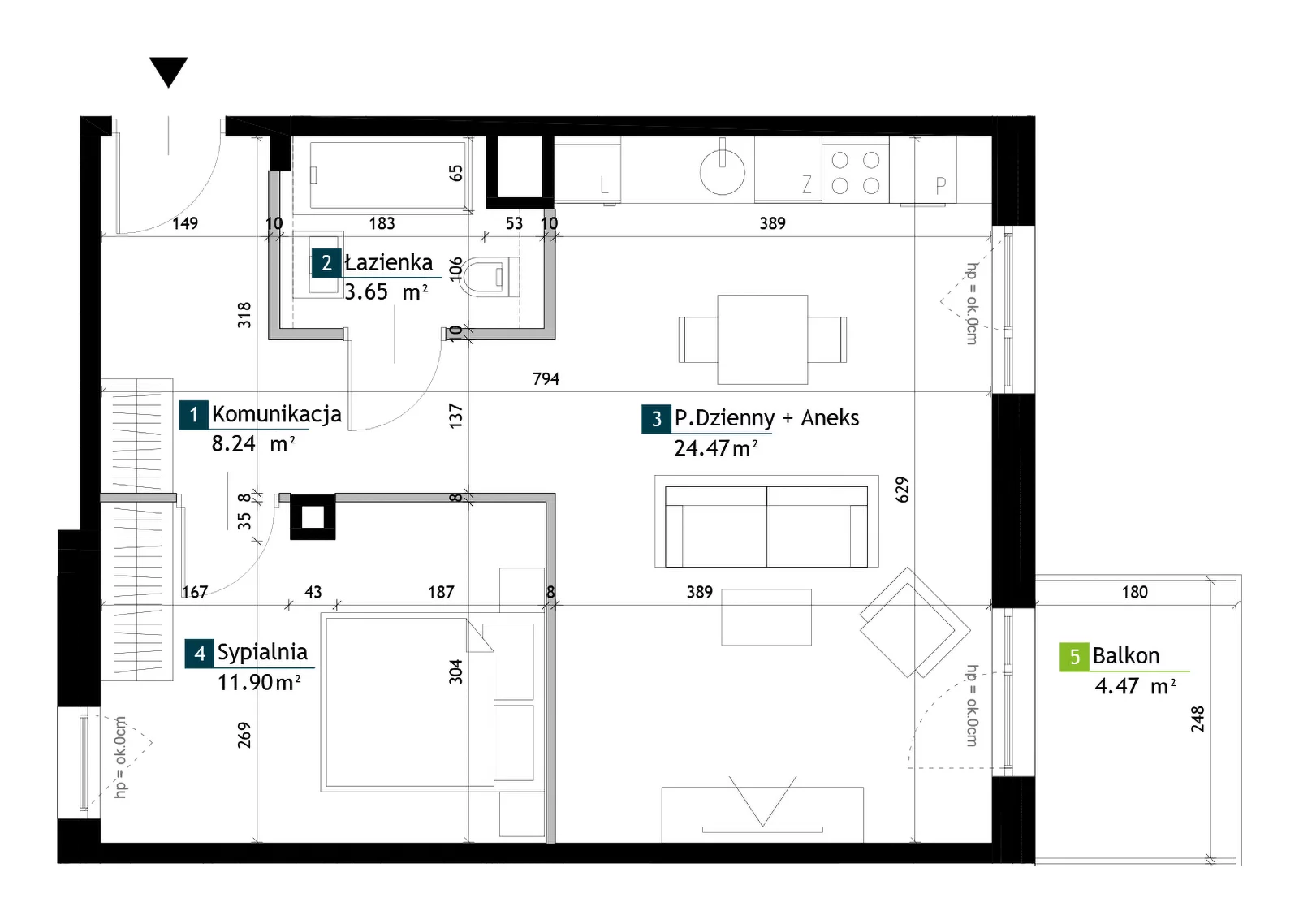 2 pokoje, mieszkanie 48,26 m², piętro 2, oferta nr BH0202, Viva Cité, Warszawa, Bemowo, Chrzanów, ul. Podgrodzie