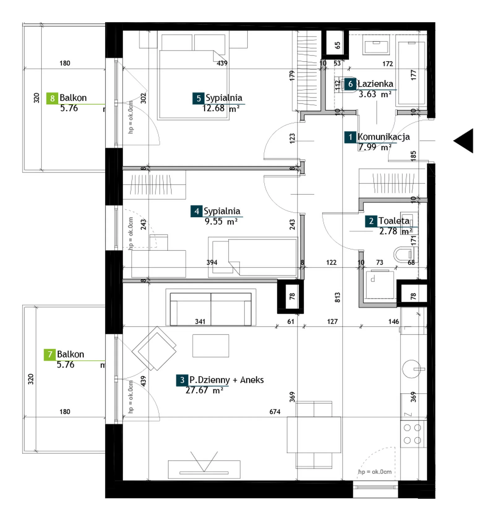 3 pokoje, mieszkanie 64,30 m², piętro 3, oferta nr BH0302, Viva Cité, Warszawa, Bemowo, Chrzanów, ul. Podgrodzie