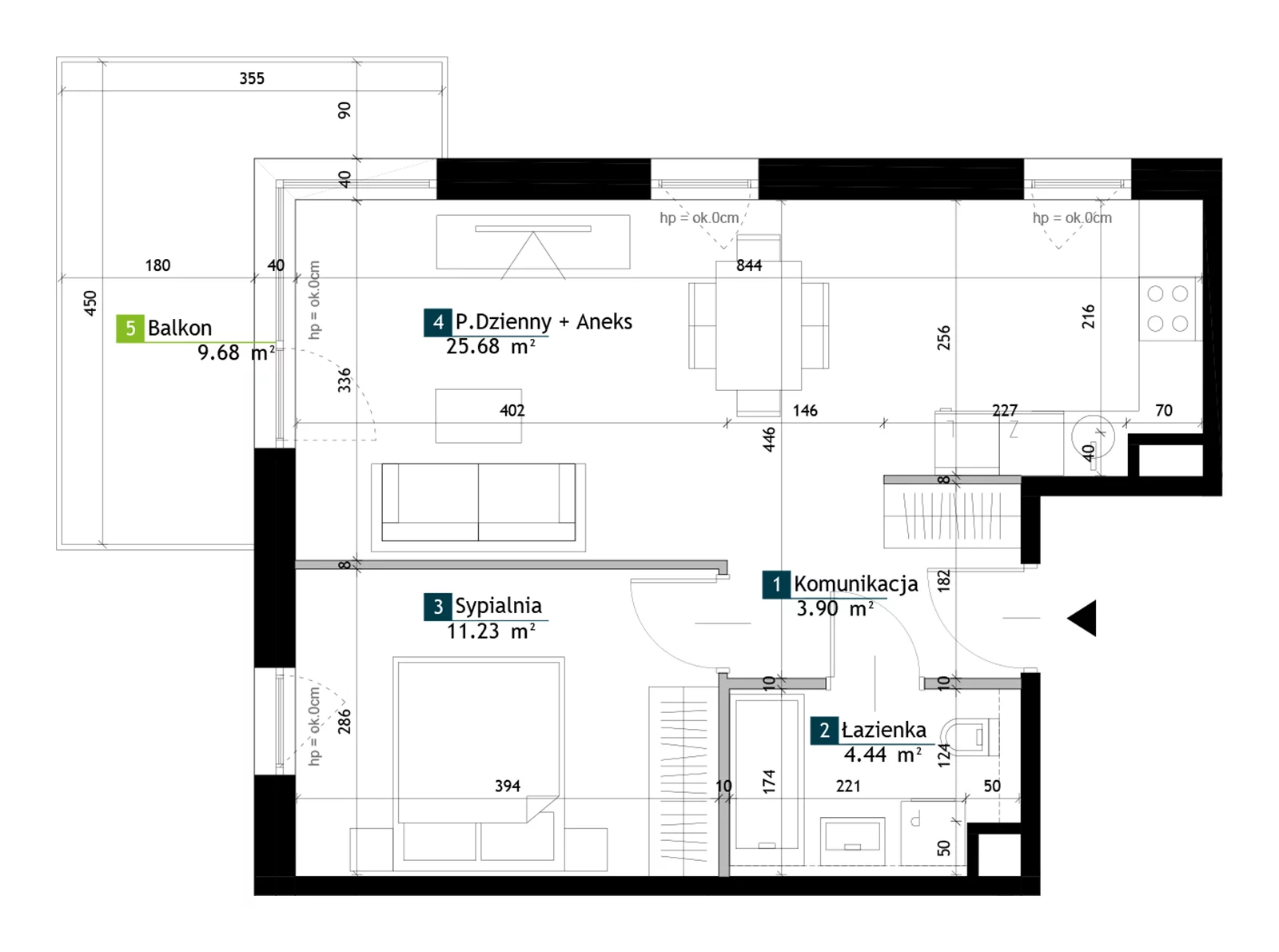 2 pokoje, mieszkanie 45,25 m², piętro 3, oferta nr BH0304, Viva Cité, Warszawa, Bemowo, Chrzanów, ul. Podgrodzie