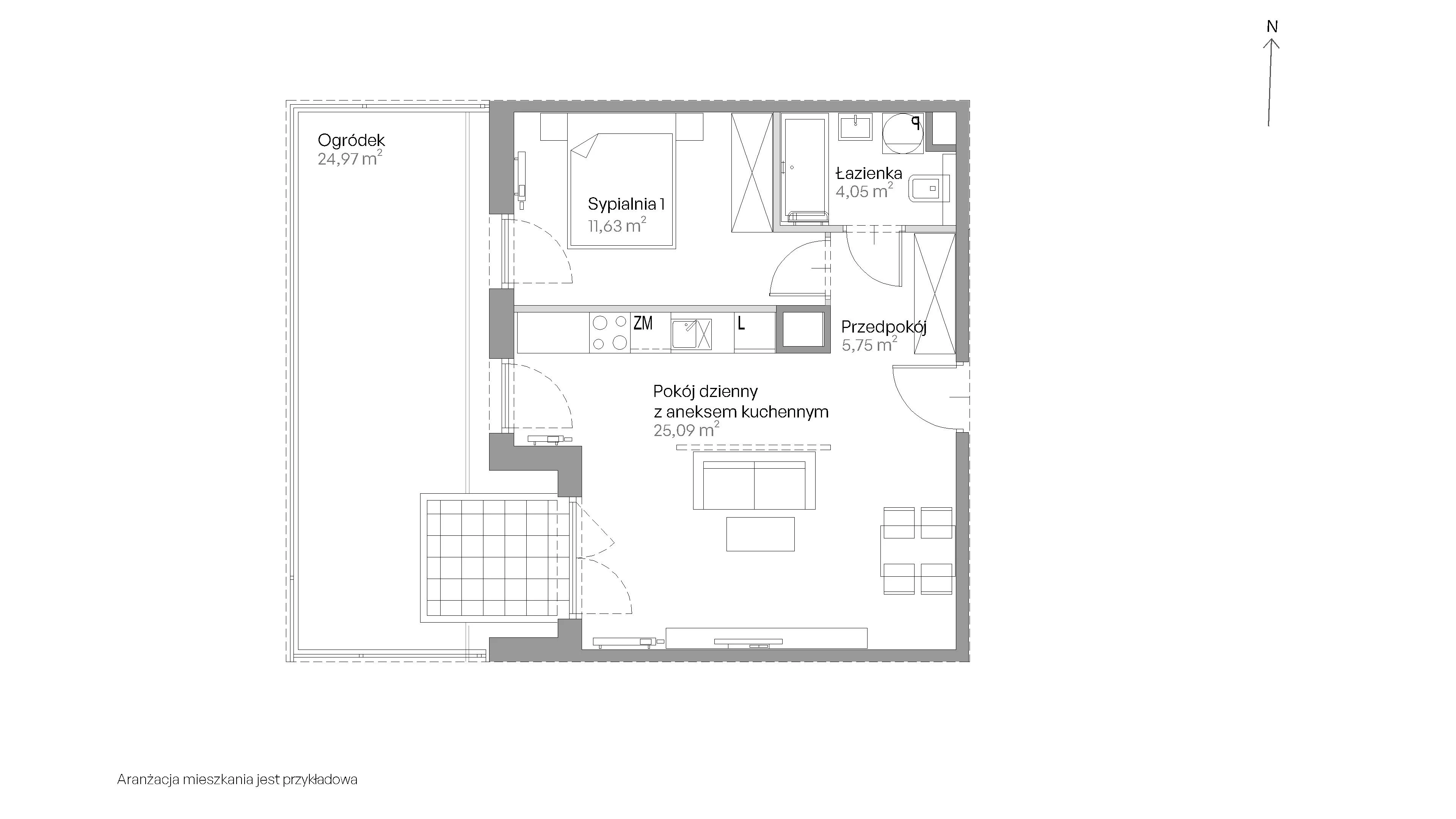 2 pokoje, mieszkanie 46,52 m², parter, oferta nr E.001, Centralna Vita, Kraków, Czyżyny, ul. Romana Ciesielskiego