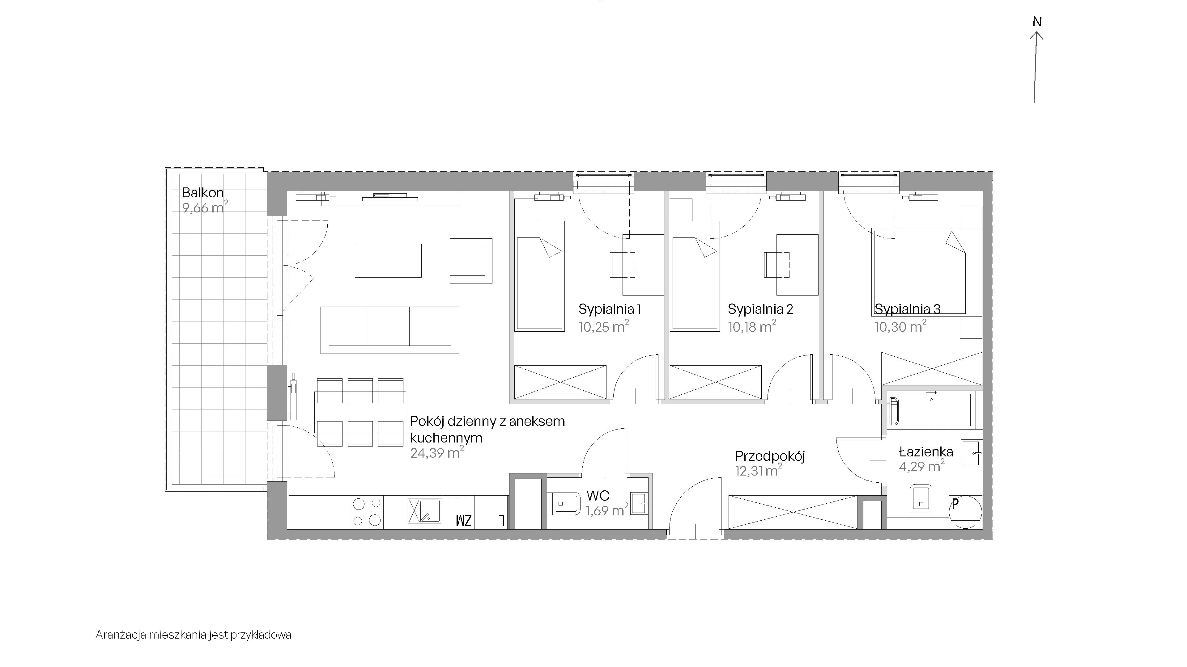 4 pokoje, mieszkanie 73,41 m², piętro 1, oferta nr E.006, Centralna Vita, Kraków, Czyżyny, ul. Romana Ciesielskiego