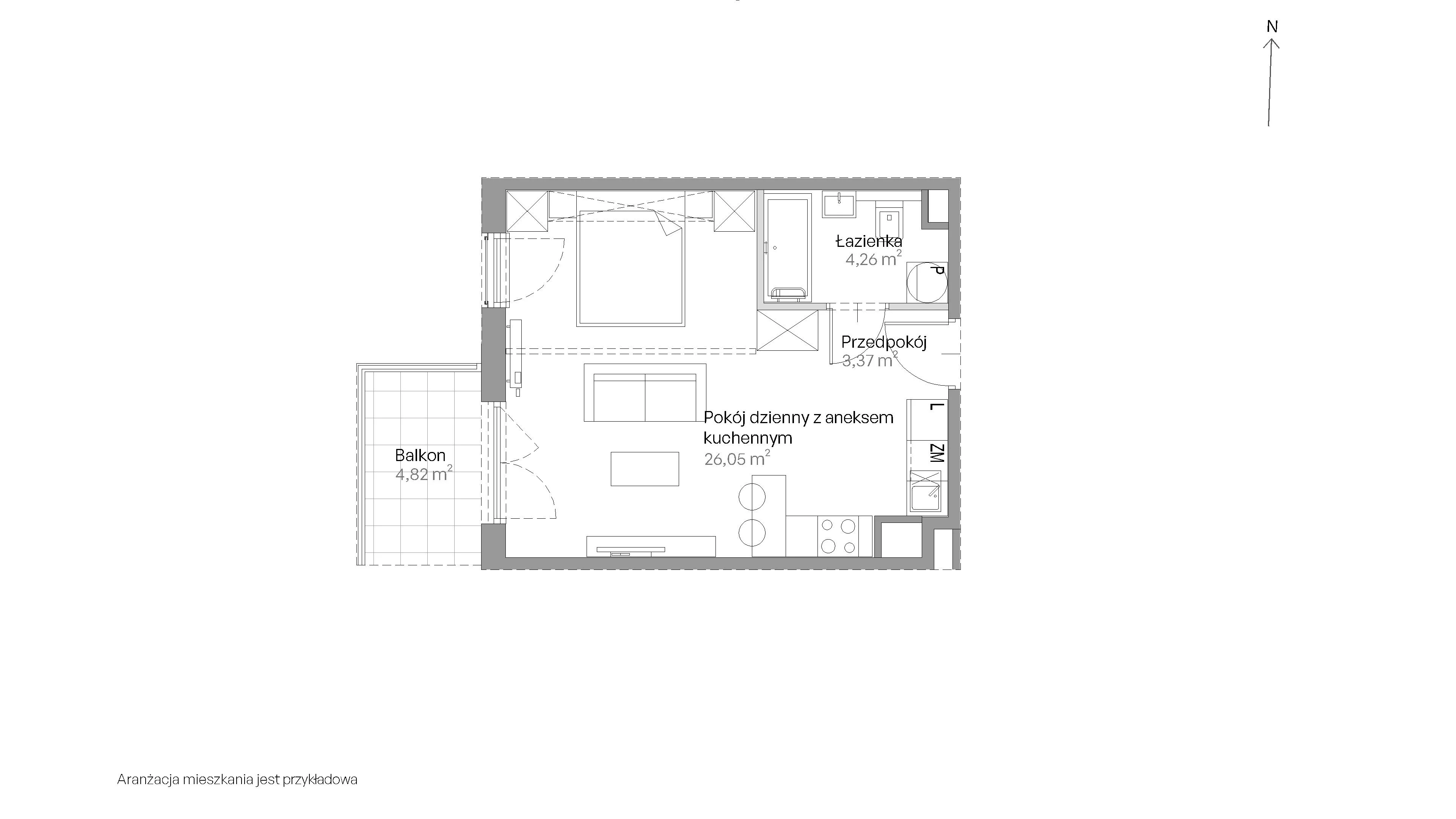 Mieszkanie 33,68 m², piętro 3, oferta nr E.022, Centralna Vita, Kraków, Czyżyny, ul. Romana Ciesielskiego