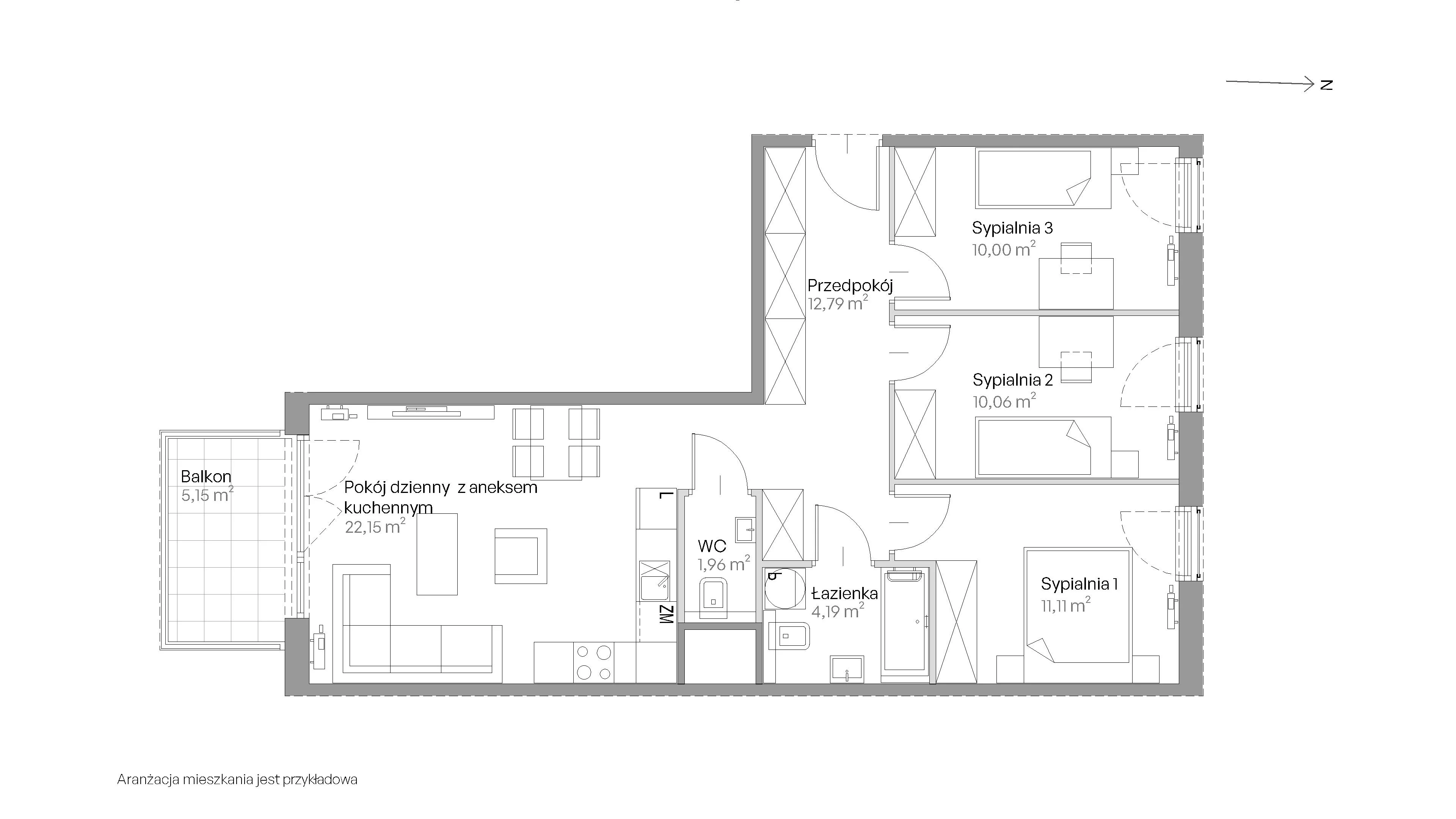 4 pokoje, mieszkanie 72,26 m², piętro 3, oferta nr E.060, Centralna Vita, Kraków, Czyżyny, ul. Ciesielskiego