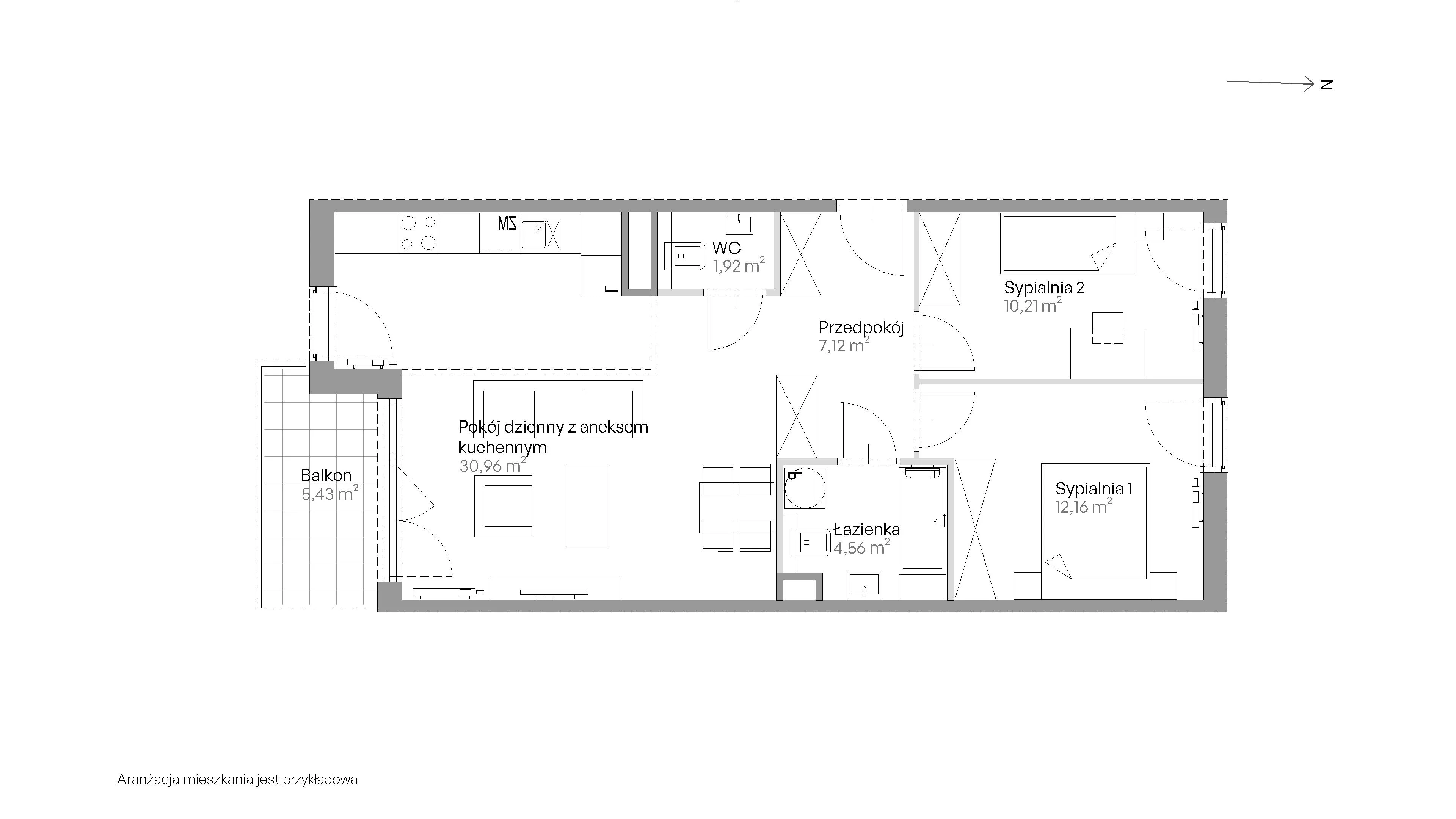 3 pokoje, mieszkanie 66,93 m², piętro 1, oferta nr E.066, Centralna Vita, Kraków, Czyżyny, ul. Romana Ciesielskiego