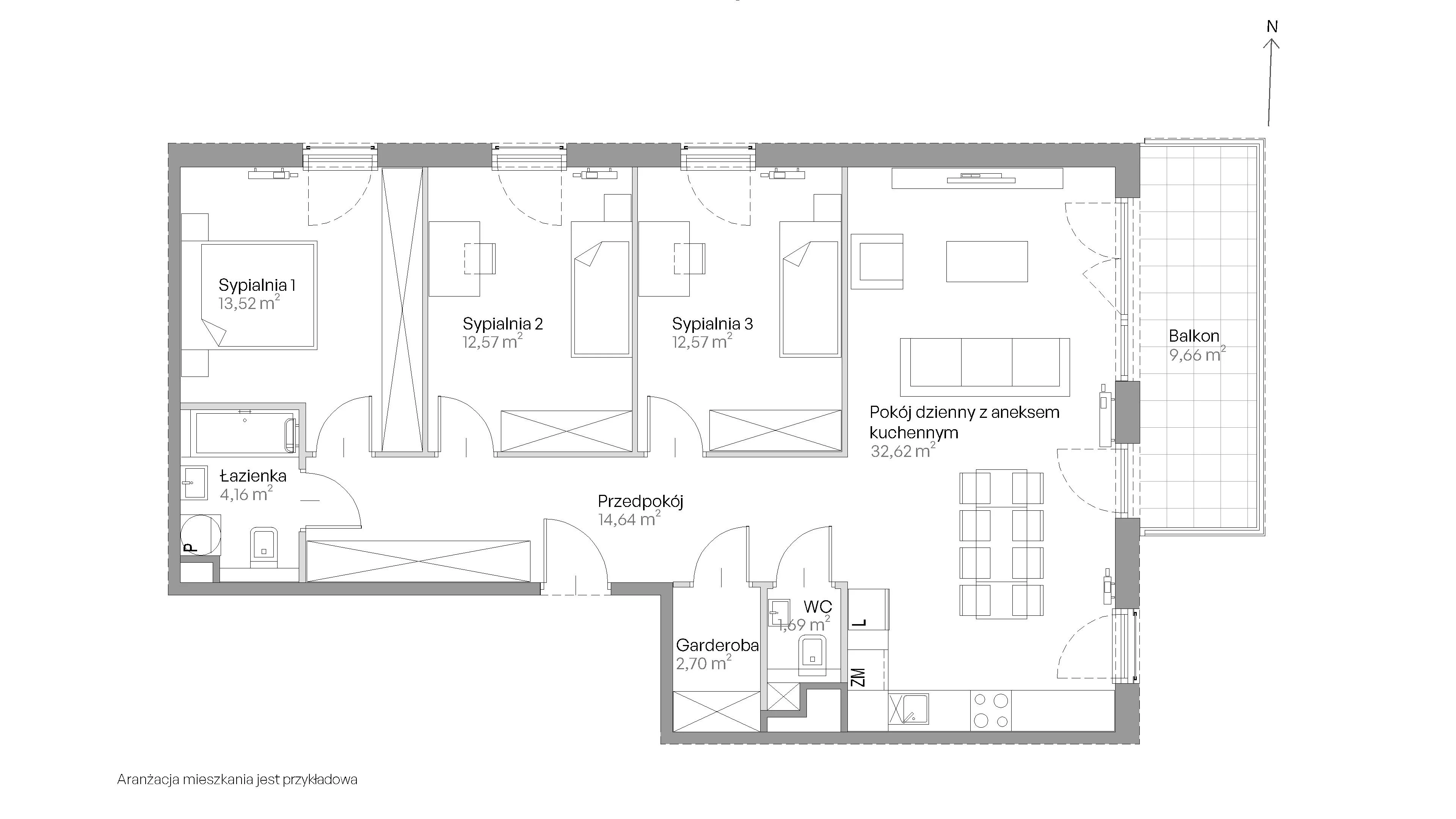 4 pokoje, mieszkanie 94,47 m², piętro 1, oferta nr E.093, Centralna Vita, Kraków, Czyżyny, ul. Romana Ciesielskiego