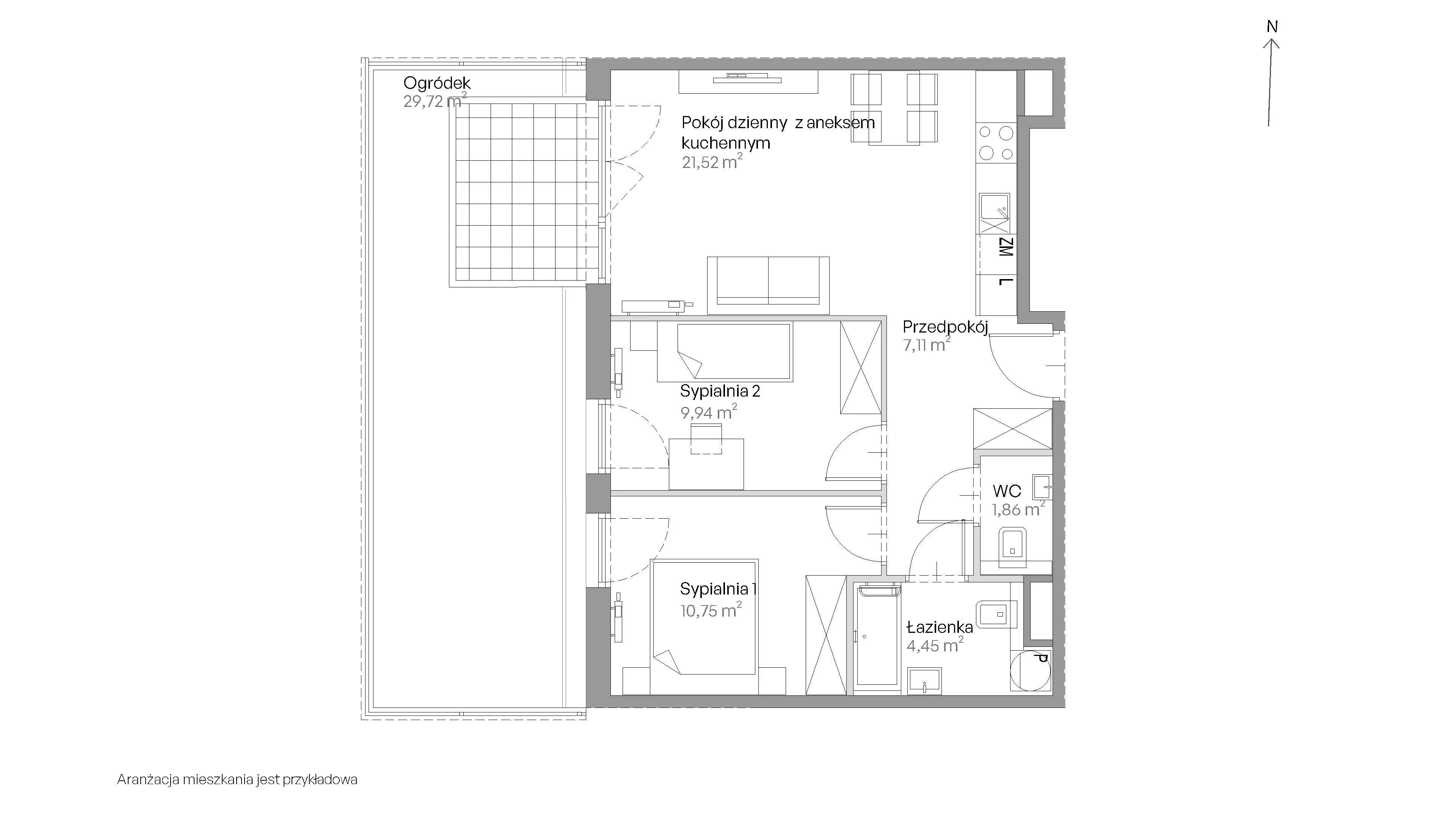 3 pokoje, mieszkanie 55,63 m², parter, oferta nr E.134, Centralna Vita, Kraków, Czyżyny, ul. Romana Ciesielskiego