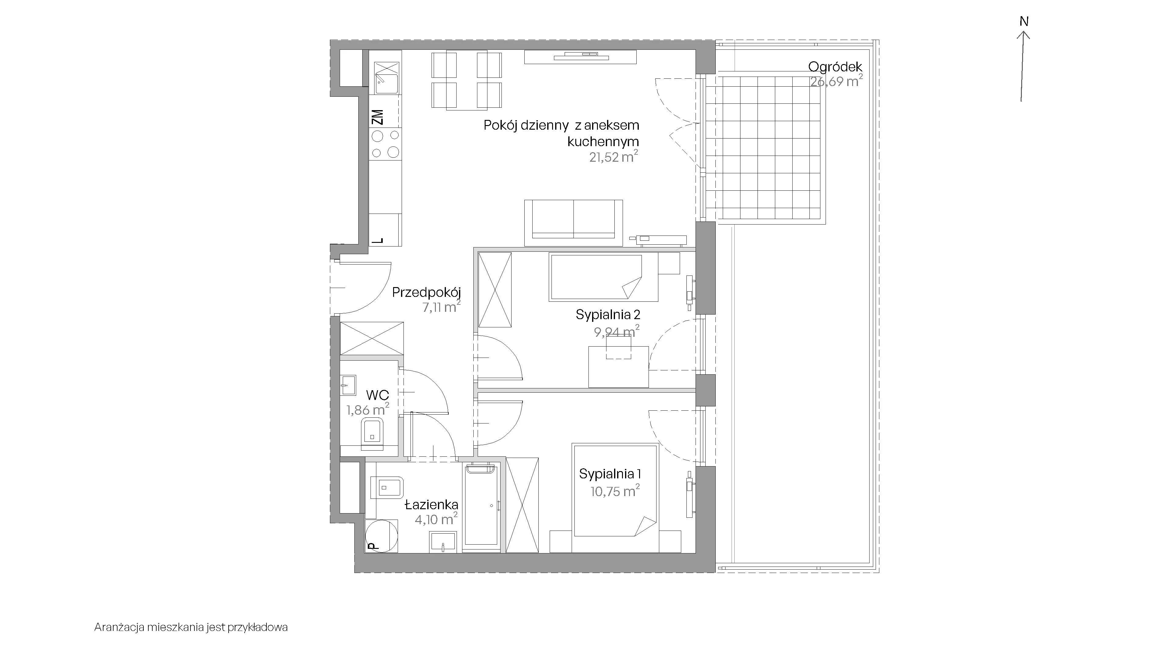 3 pokoje, mieszkanie 55,28 m², parter, oferta nr E.140, Centralna Vita, Kraków, Czyżyny, ul. Romana Ciesielskiego