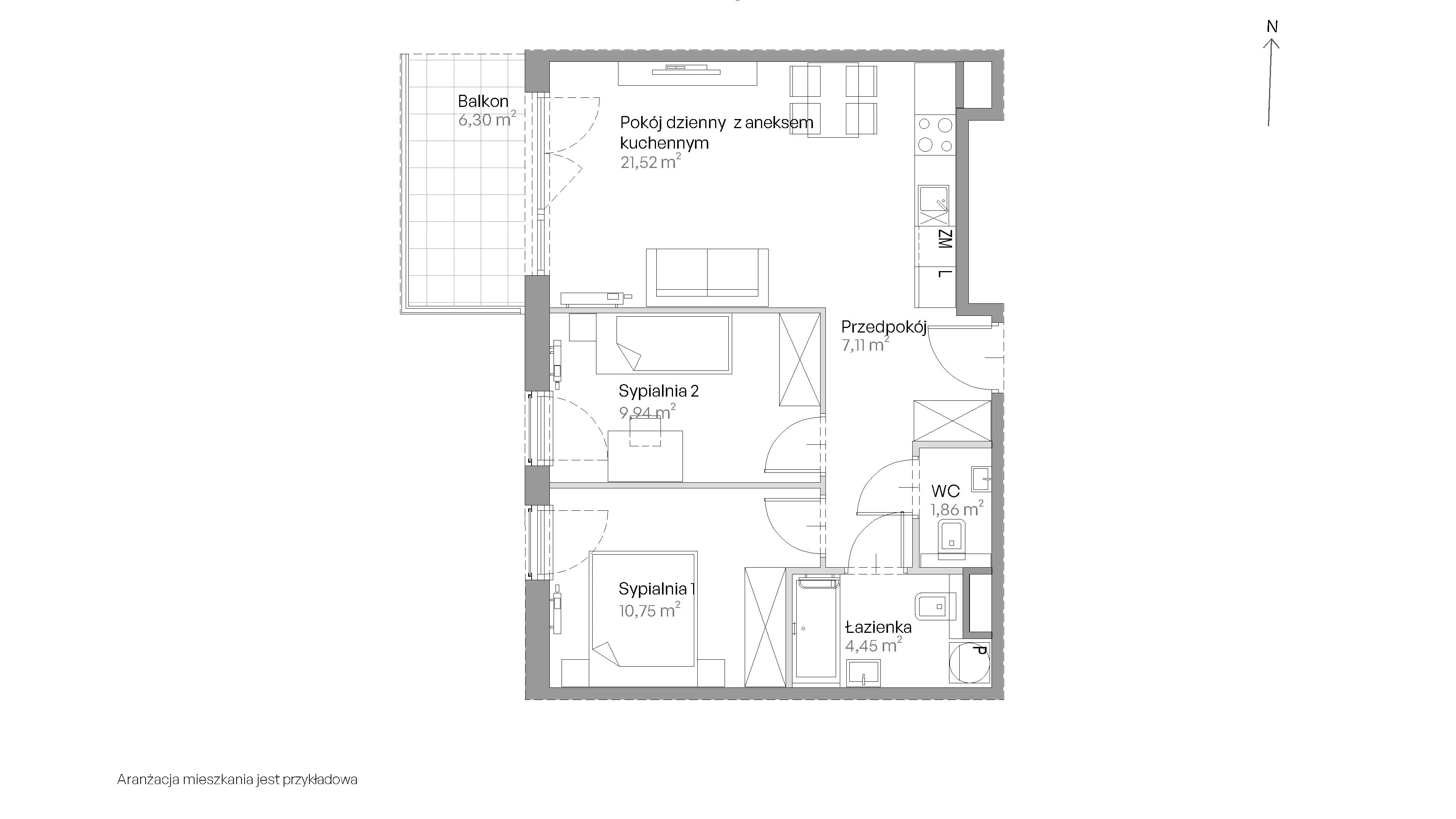 3 pokoje, mieszkanie 55,63 m², piętro 1, oferta nr E.141, Centralna Vita, Kraków, Czyżyny, ul. Romana Ciesielskiego