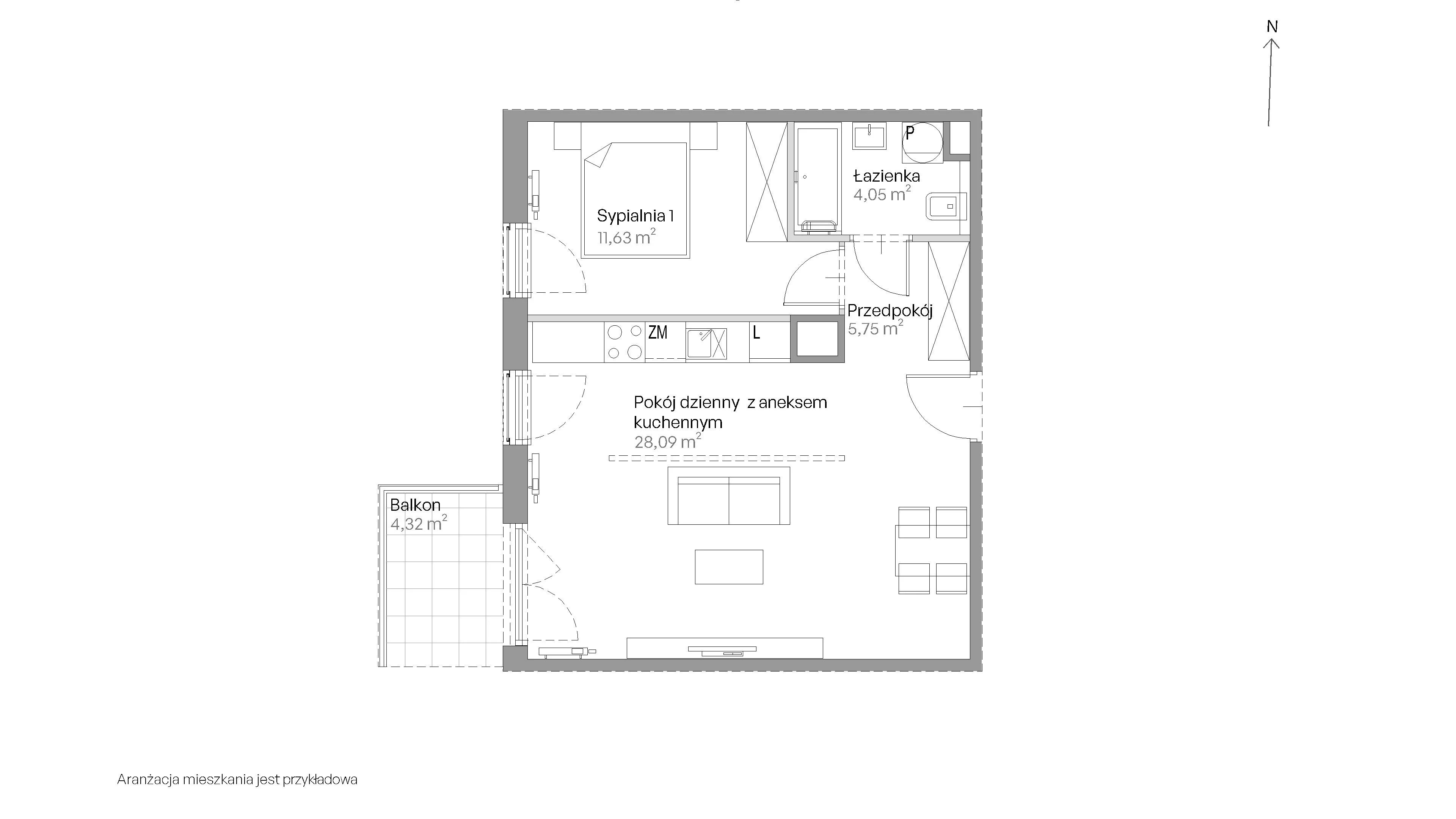 2 pokoje, mieszkanie 49,52 m², piętro 1, oferta nr E.142, Centralna Vita, Kraków, Czyżyny, ul. Romana Ciesielskiego