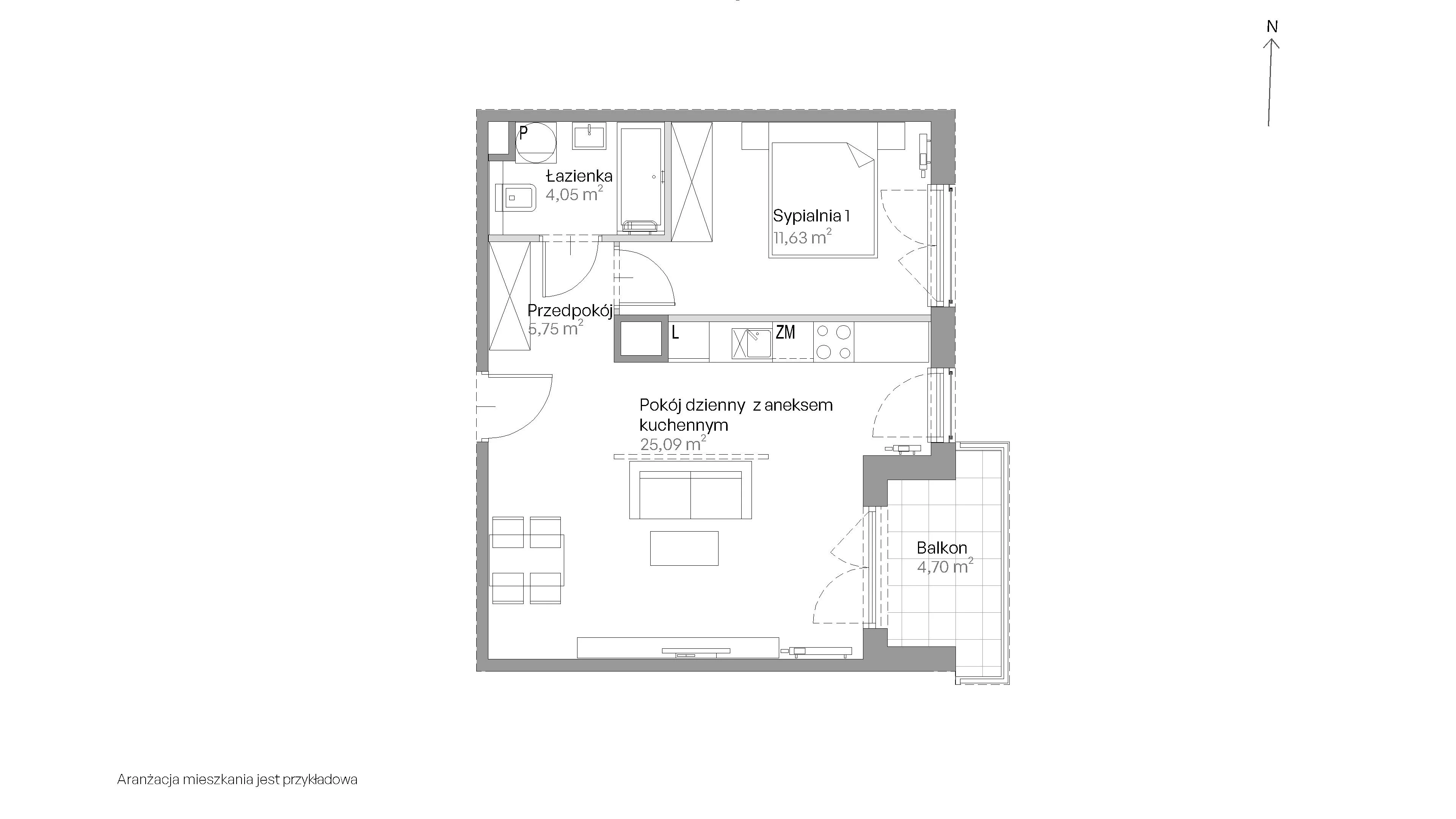 2 pokoje, mieszkanie 46,52 m², piętro 2, oferta nr E.153, Centralna Vita, Kraków, Czyżyny, ul. Romana Ciesielskiego