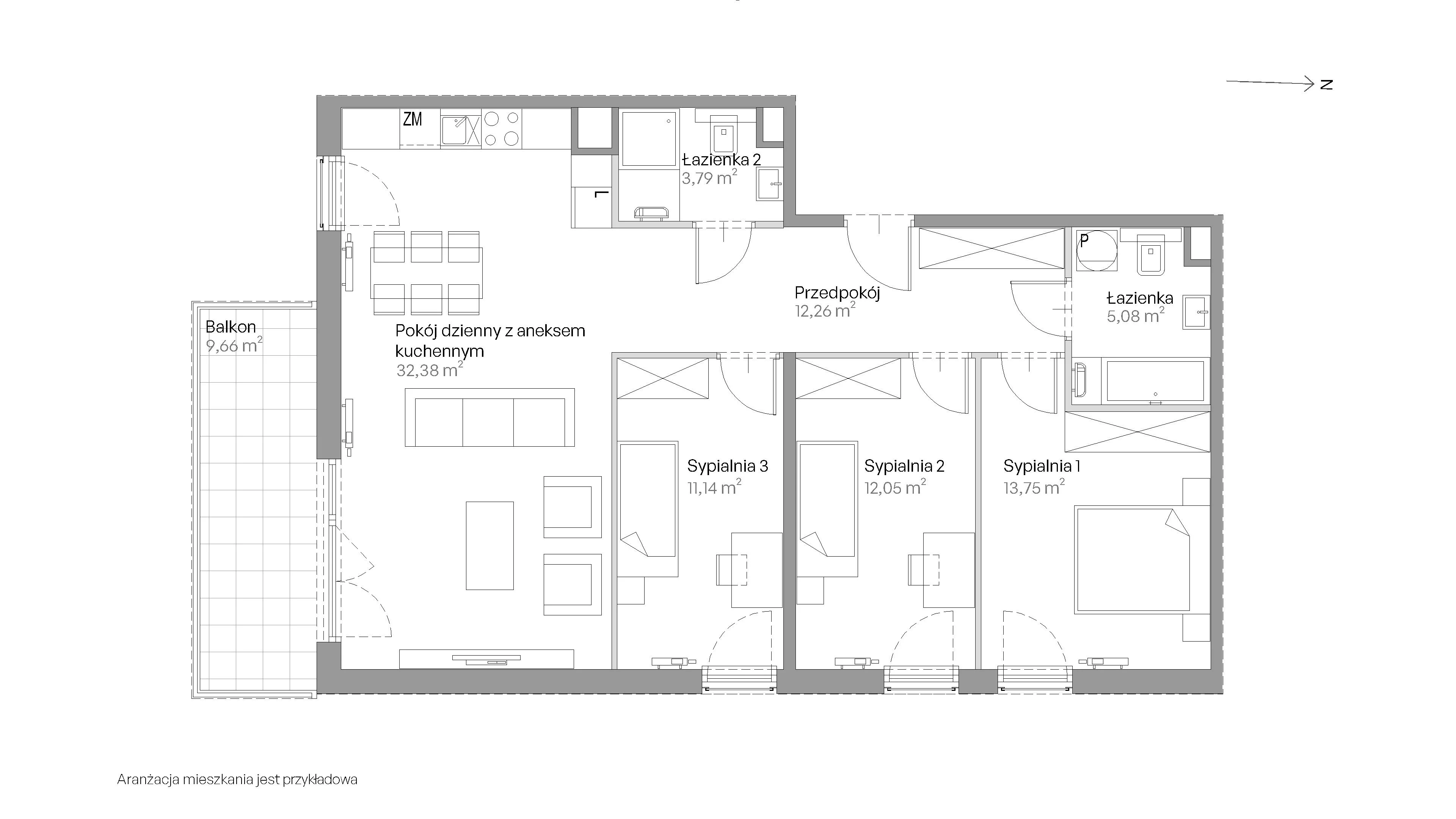 4 pokoje, mieszkanie 90,45 m², piętro 4, oferta nr E.214, Centralna Vita, Kraków, Czyżyny, ul. Ciesielskiego