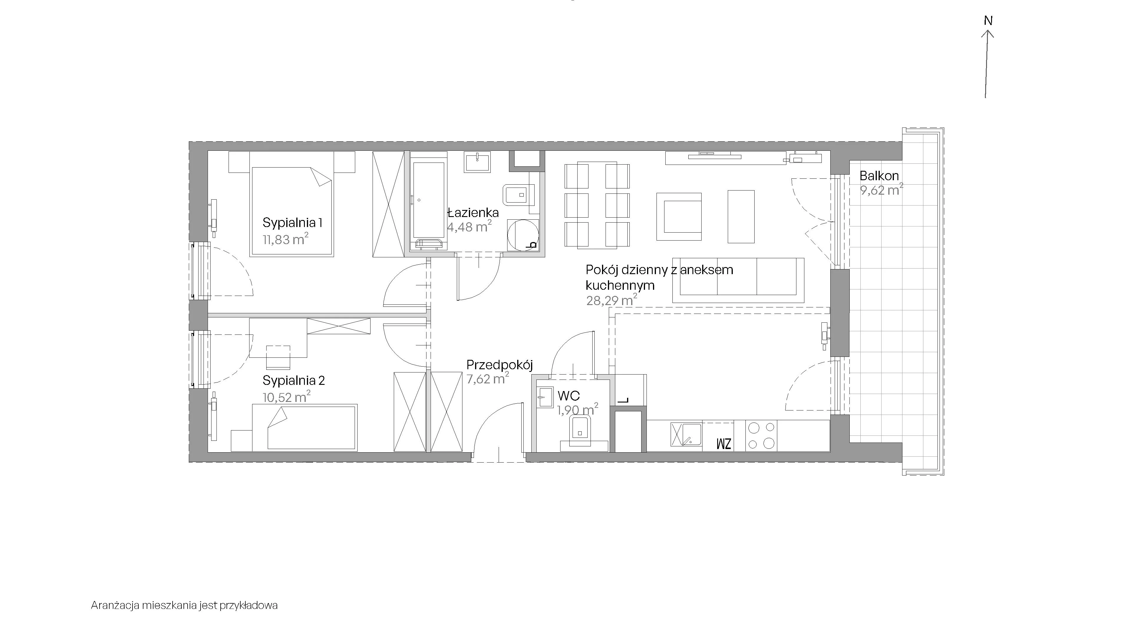 3 pokoje, mieszkanie 64,64 m², piętro 5, oferta nr E.217, Centralna Vita, Kraków, Czyżyny, ul. Romana Ciesielskiego