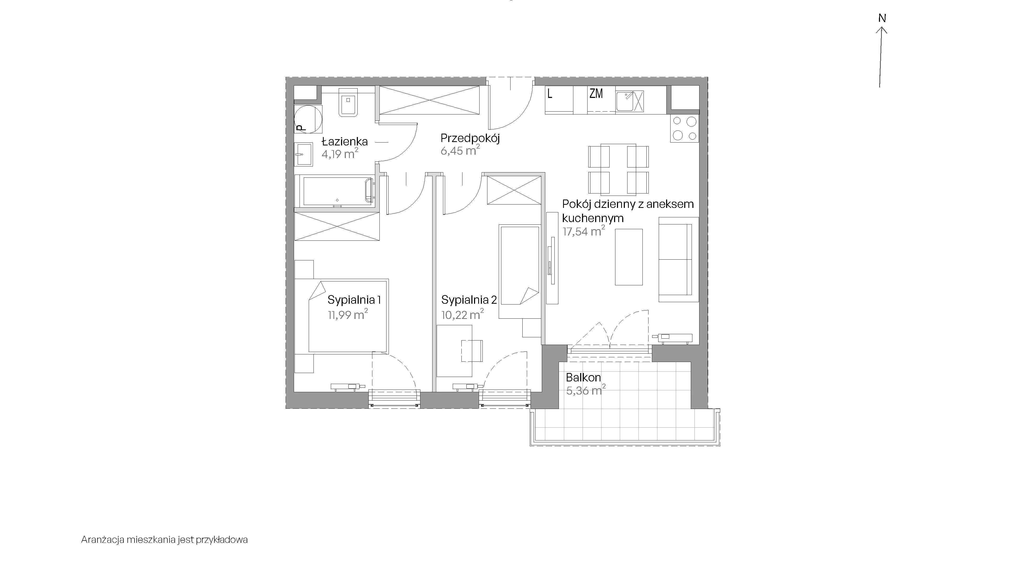 3 pokoje, mieszkanie 50,39 m², piętro 1, oferta nr E.282, Centralna Vita, Kraków, Czyżyny, ul. Ciesielskiego