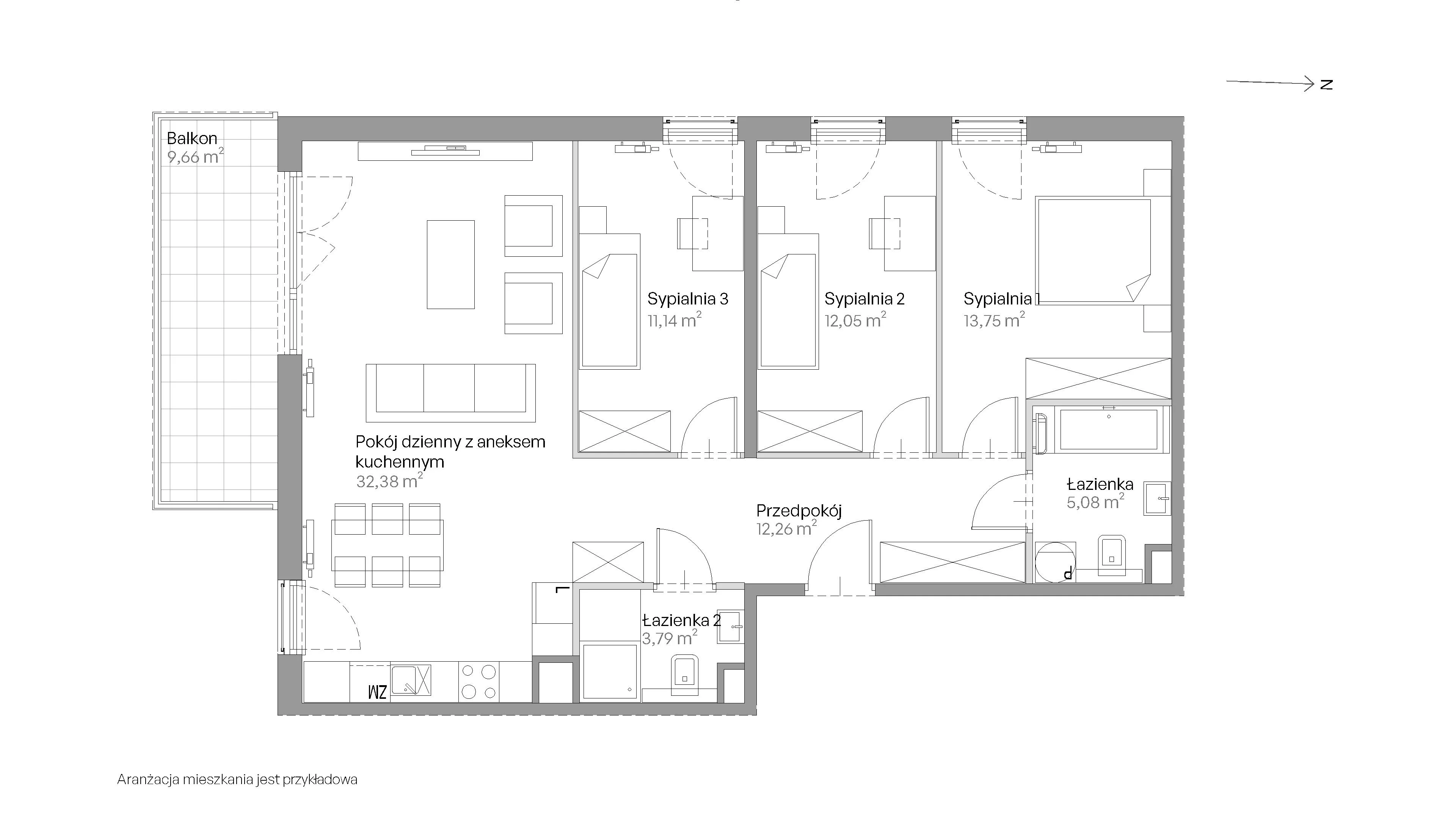 4 pokoje, mieszkanie 90,45 m², piętro 1, oferta nr E.283, Centralna Vita, Kraków, Czyżyny, ul. Romana Ciesielskiego