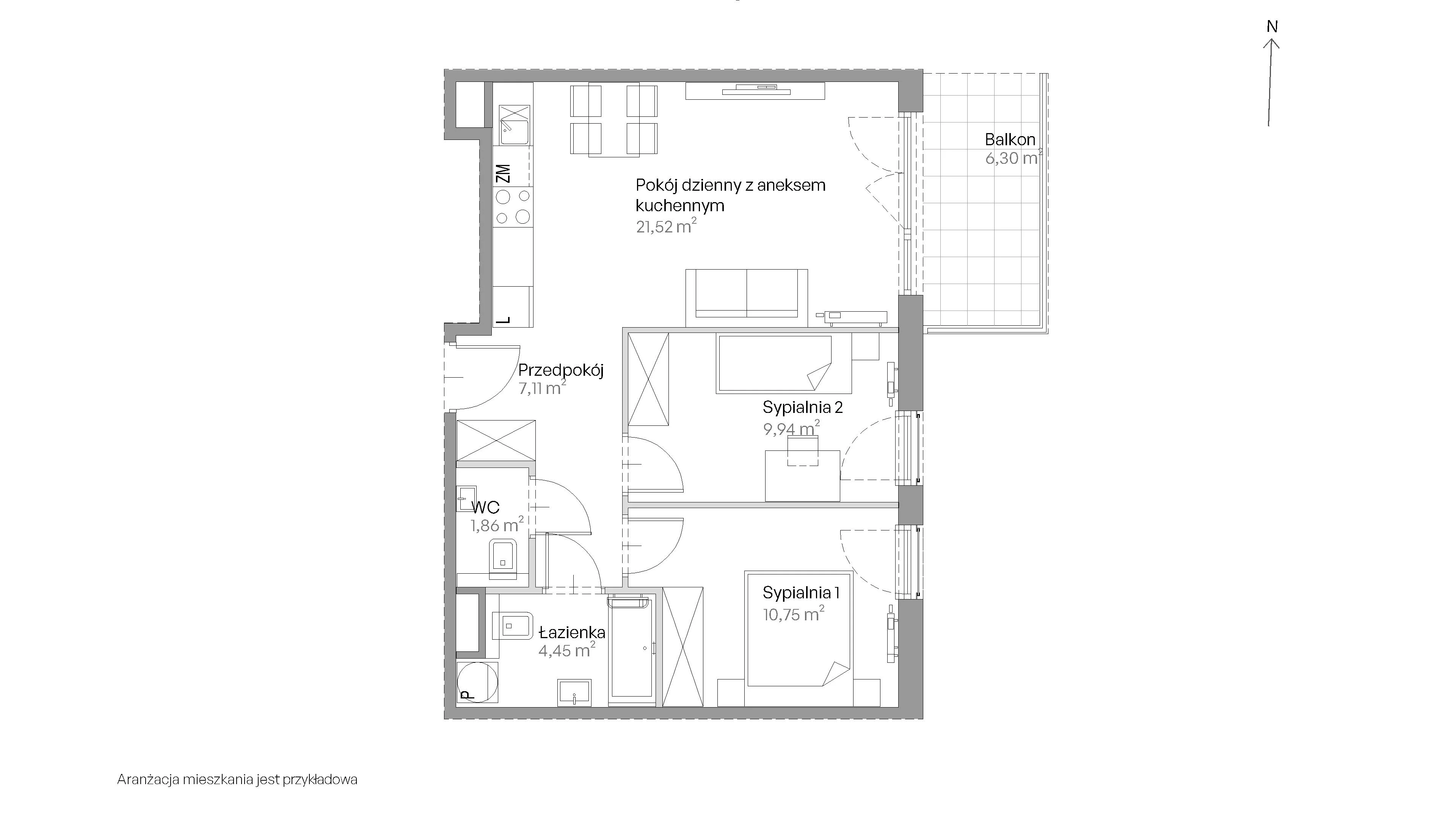 3 pokoje, mieszkanie 55,63 m², piętro 4, oferta nr E.347, Centralna Vita, Kraków, Czyżyny, ul. Romana Ciesielskiego