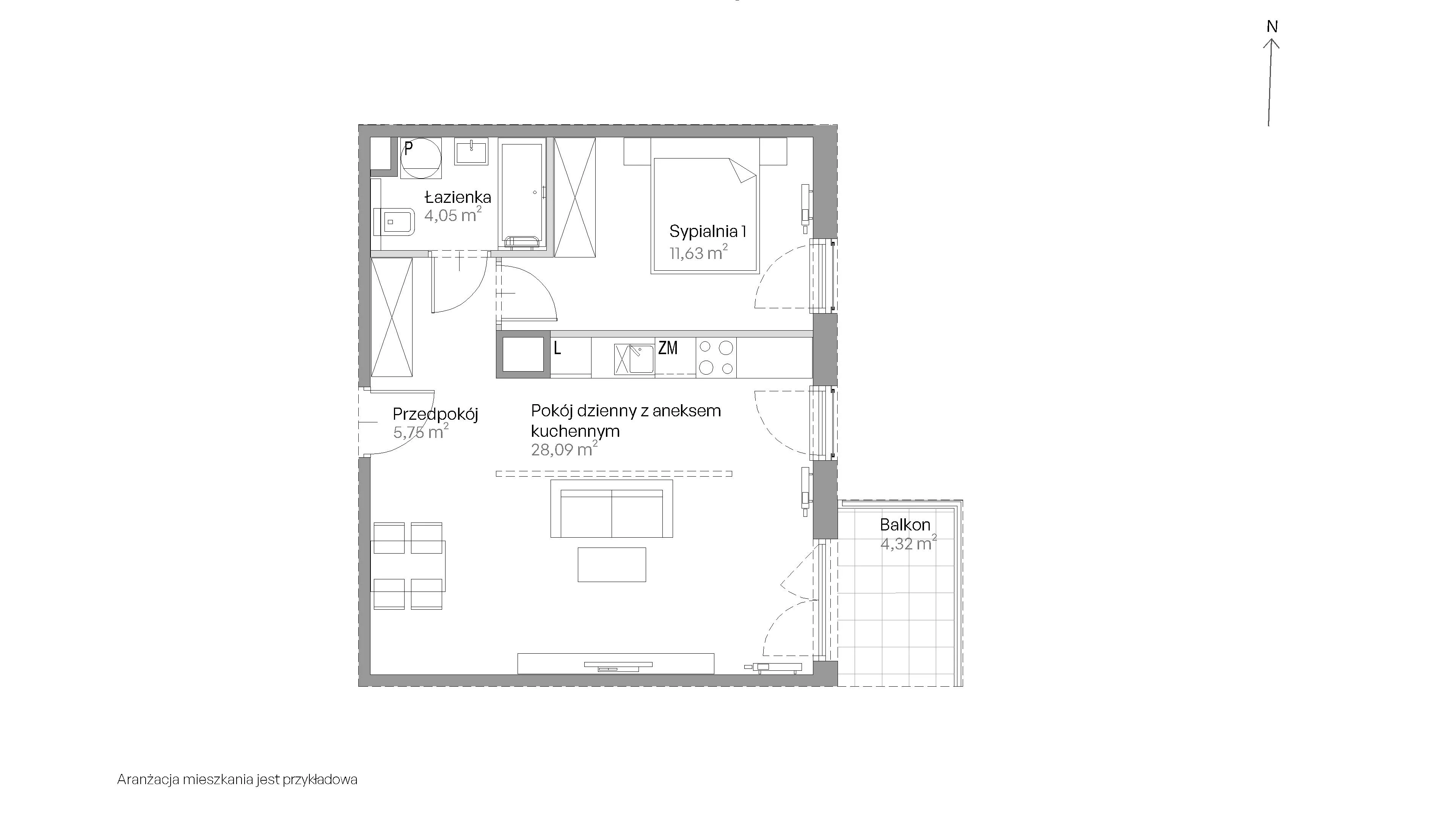 2 pokoje, mieszkanie 49,52 m², piętro 5, oferta nr E.354, Centralna Vita, Kraków, Czyżyny, ul. Romana Ciesielskiego