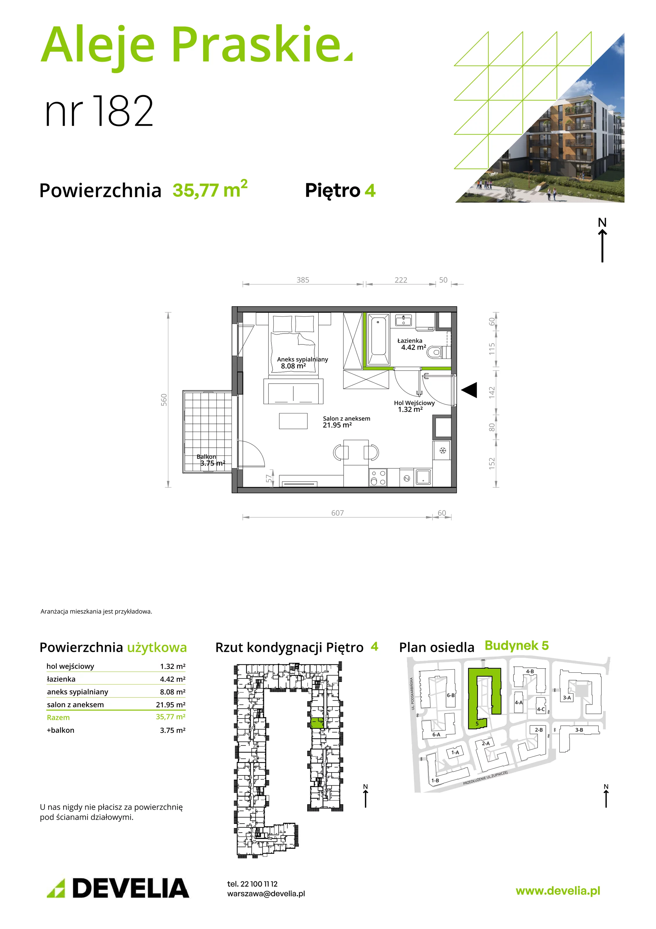 Mieszkanie 35,77 m², piętro 4, oferta nr 182/5, Aleje Praskie, Warszawa, Praga Południe, Kamionek, ul. Podskarbińska 32/34