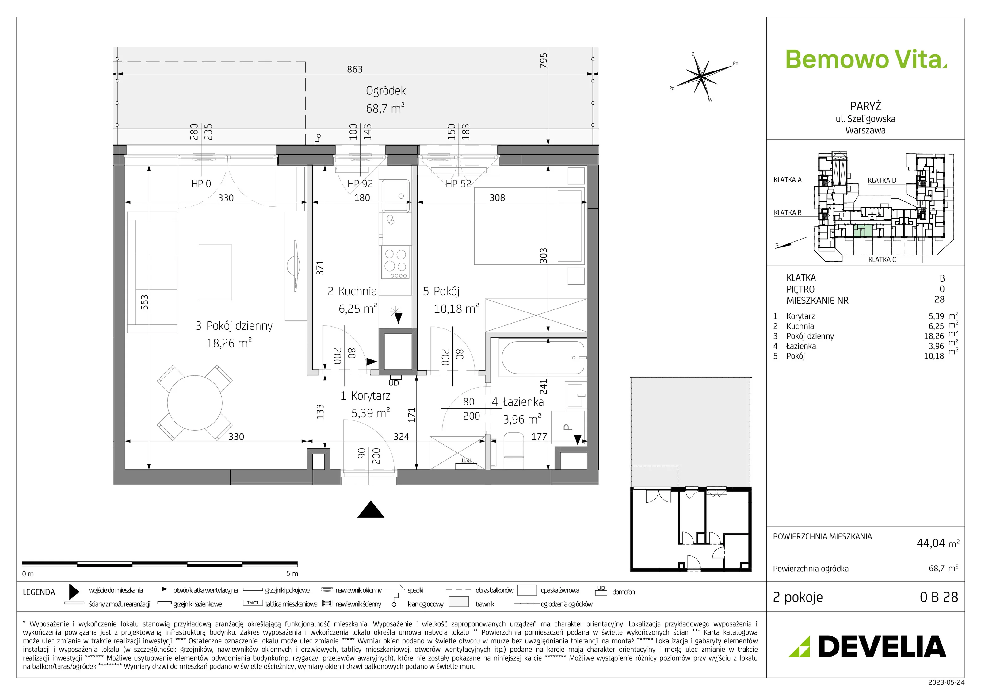 Mieszkanie 44,04 m², parter, oferta nr B3/0/B28, Bemowo Vita, Warszawa, Bemowo, Chrzanów, ul. Szeligowska 59