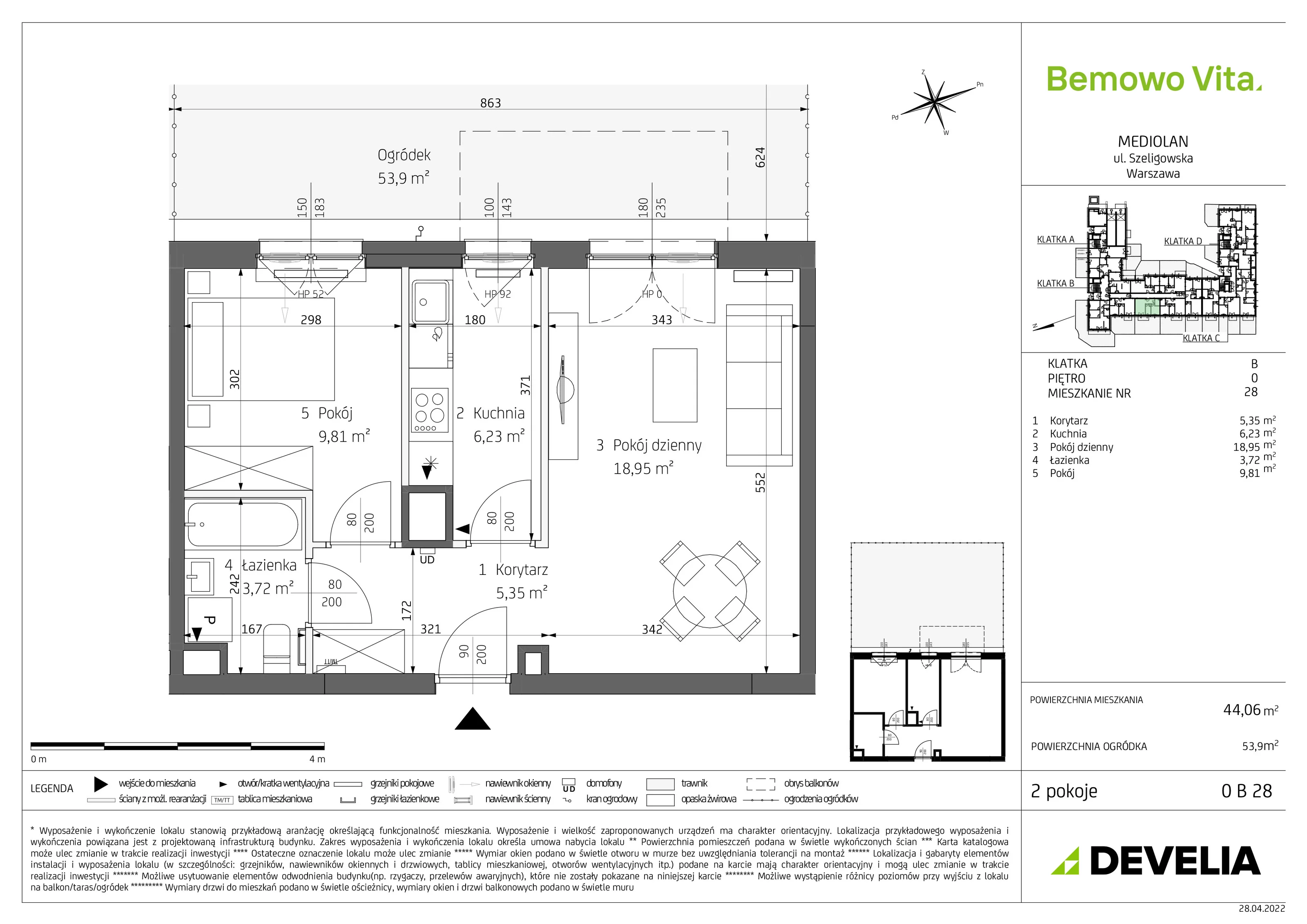 Mieszkanie 44,06 m², parter, oferta nr B4/0/B28, Bemowo Vita, Warszawa, Bemowo, Chrzanów, ul. Szeligowska 59