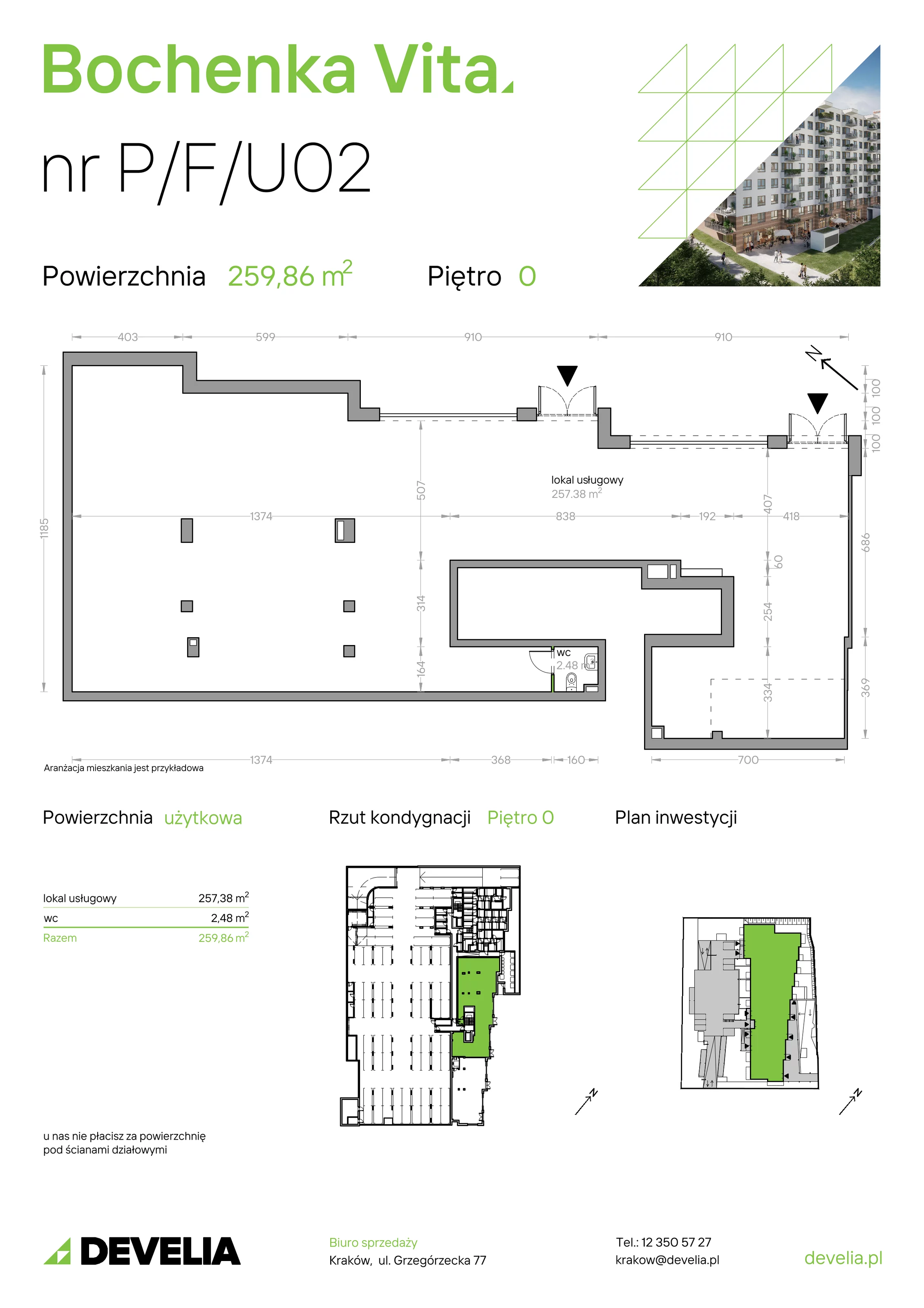 Lokal użytkowy 259,86 m², oferta nr P/F/U02, Bochenka Vita, Kraków, Podgórze, ul. Bochenka