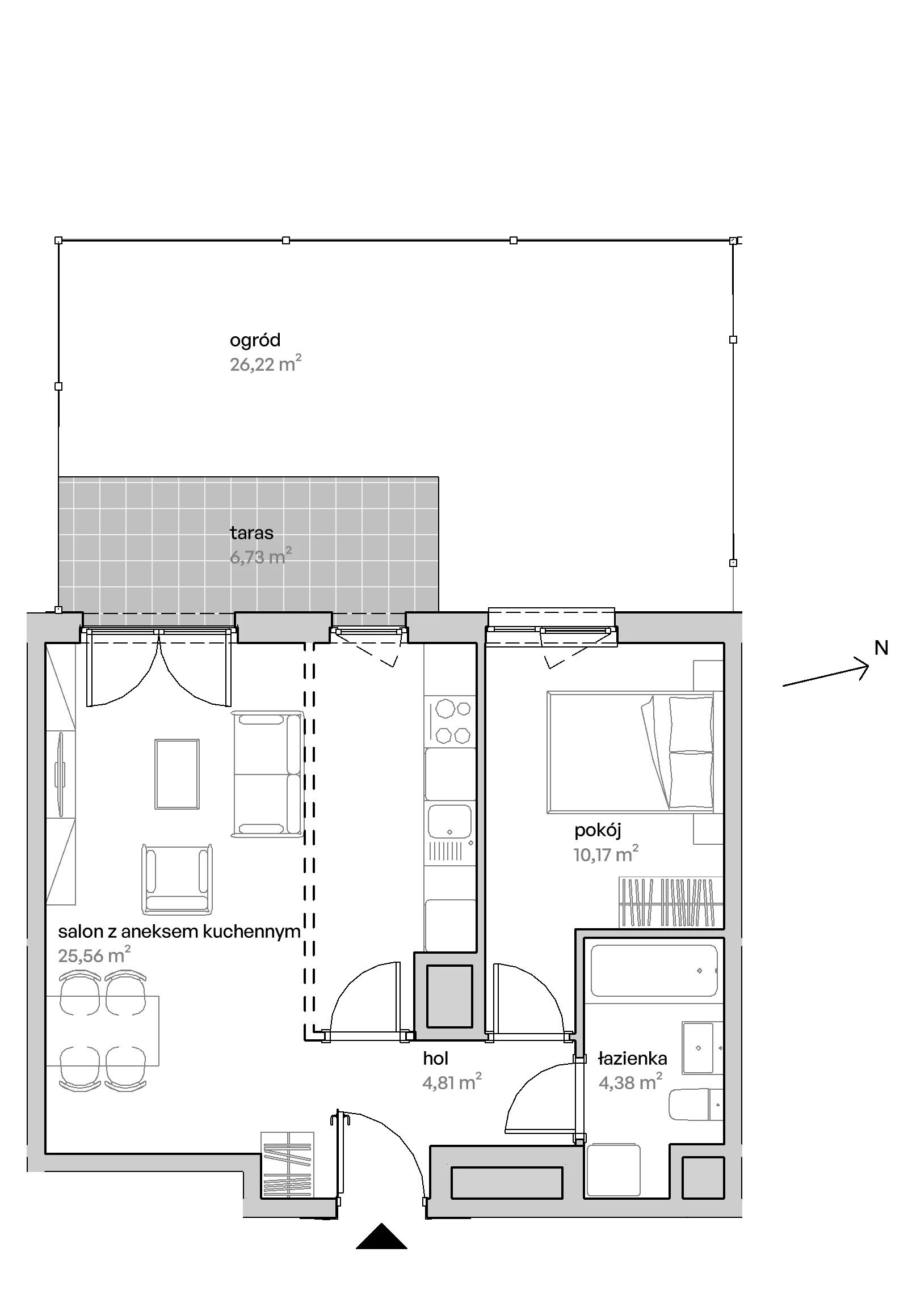 2 pokoje, mieszkanie 44,92 m², parter, oferta nr A/00/002 , Unii Lubelskiej Vita, Poznań, Nowe Miasto, Starołęka, ul. Unii Lubelskiej 10