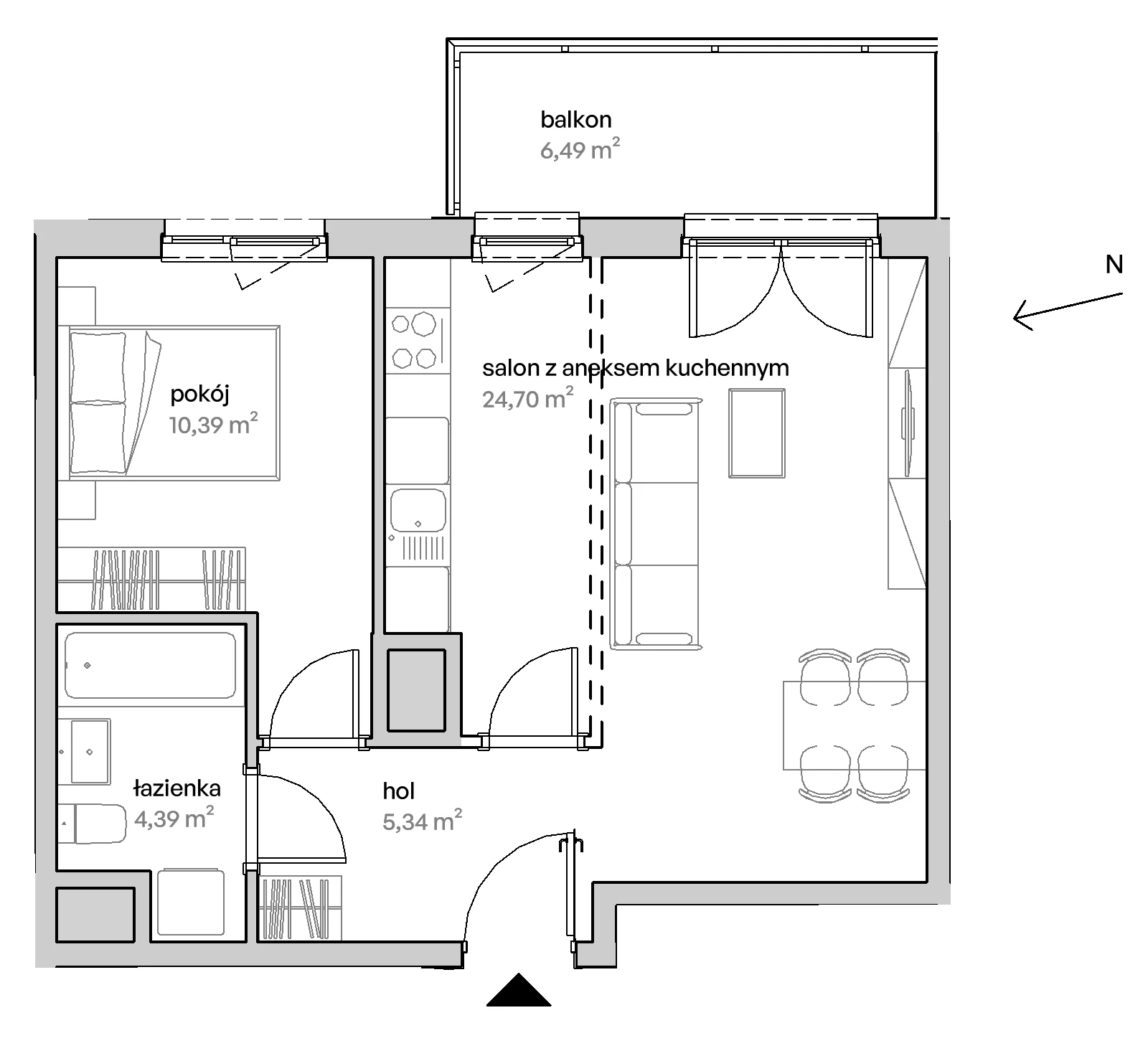 2 pokoje, mieszkanie 44,82 m², piętro 1, oferta nr A/01/008, Unii Lubelskiej Vita, Poznań, Nowe Miasto, Starołęka, ul. Unii Lubelskiej 10