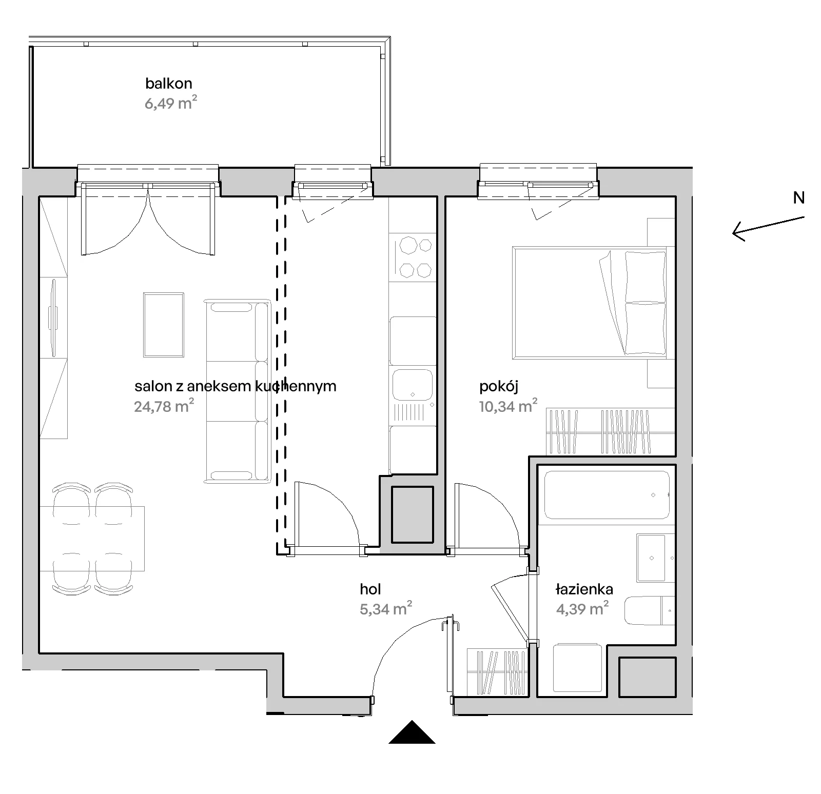 2 pokoje, mieszkanie 44,85 m², piętro 1, oferta nr A/01/009, Unii Lubelskiej Vita, Poznań, Nowe Miasto, Starołęka, ul. Unii Lubelskiej 10