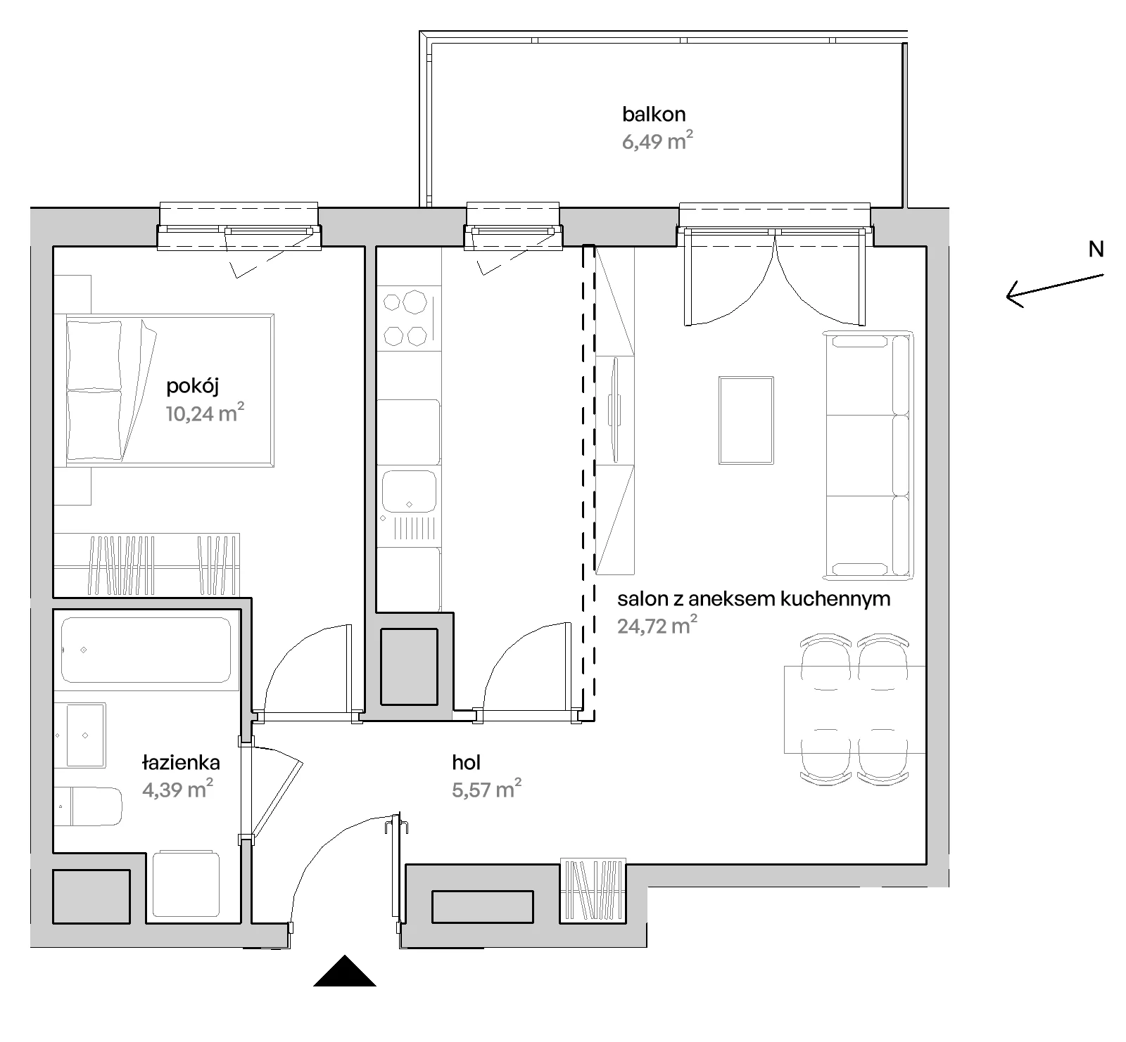 2 pokoje, mieszkanie 44,92 m², piętro 1, oferta nr A/01/010, Unii Lubelskiej Vita, Poznań, Nowe Miasto, Starołęka, ul. Unii Lubelskiej 10