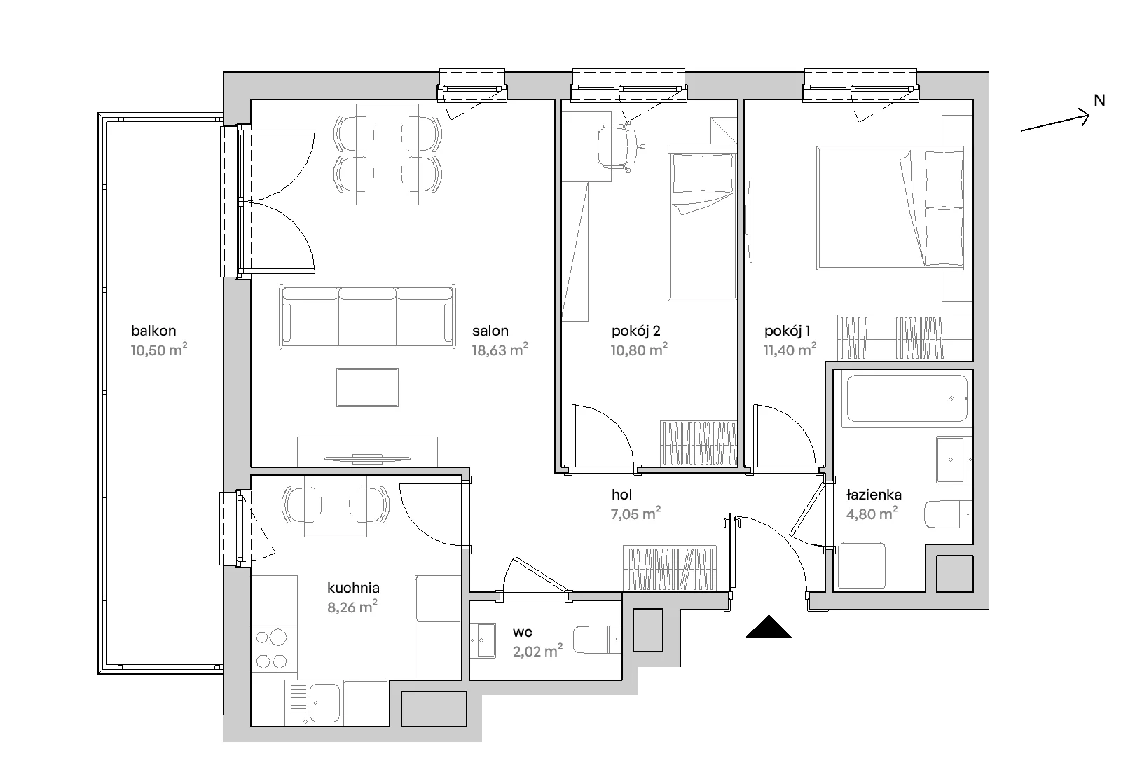 3 pokoje, mieszkanie 62,96 m², piętro 1, oferta nr A/01/013, Unii Lubelskiej Vita, Poznań, Nowe Miasto, Starołęka, ul. Unii Lubelskiej 10