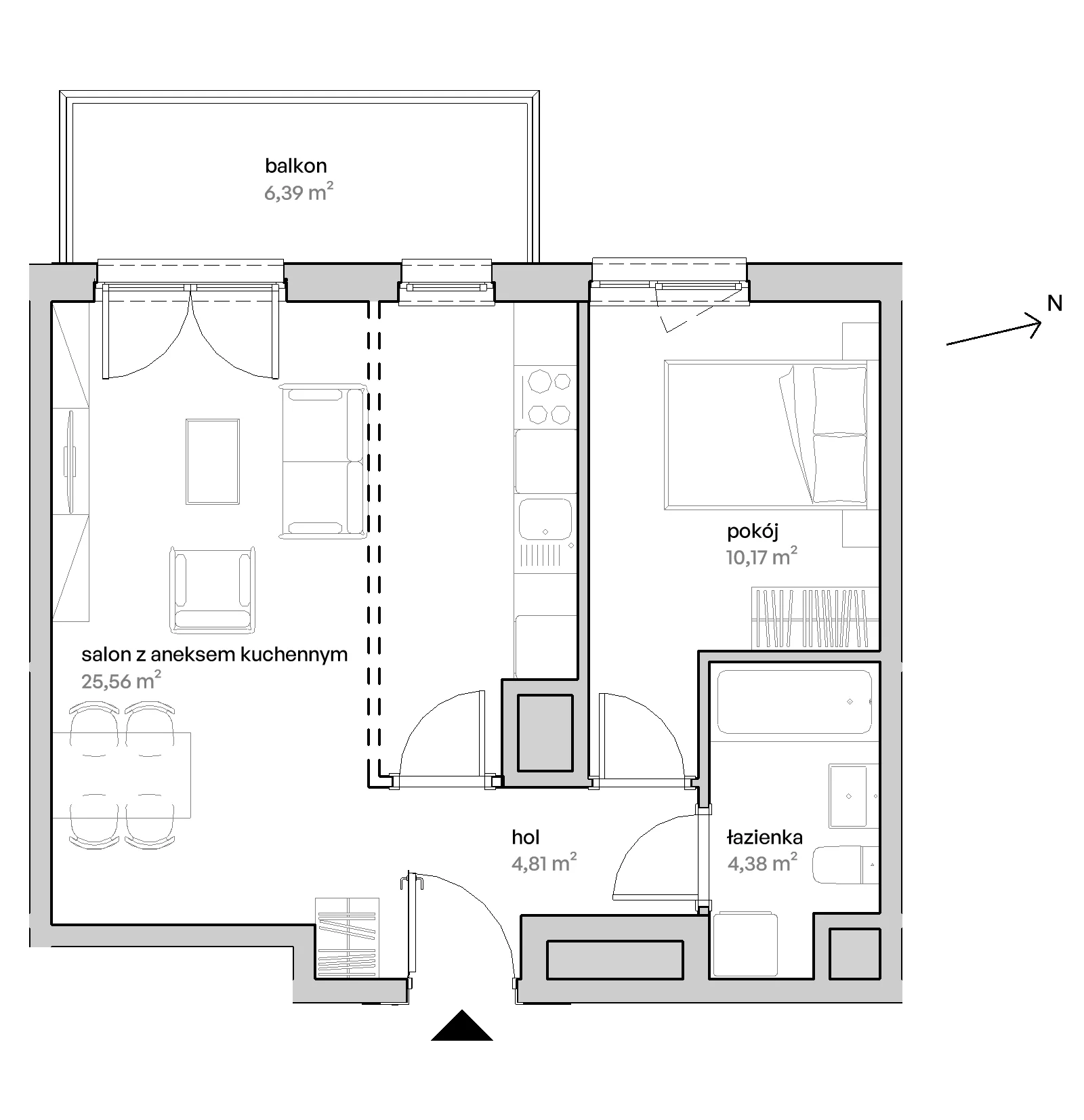 2 pokoje, mieszkanie 44,92 m², piętro 1, oferta nr A/01/014 , Unii Lubelskiej Vita, Poznań, Nowe Miasto, Starołęka, ul. Unii Lubelskiej 10