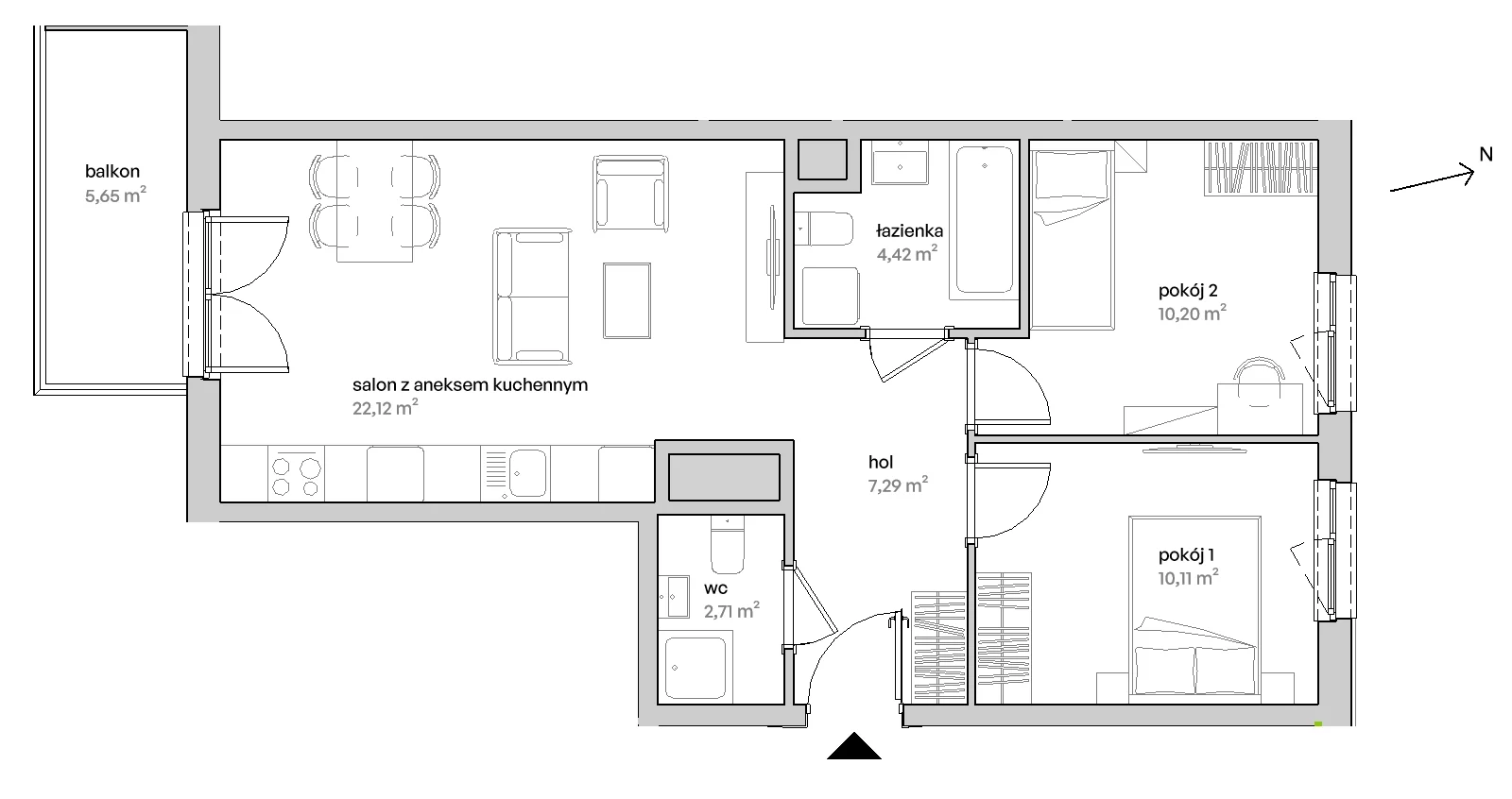 3 pokoje, mieszkanie 56,85 m², piętro 1, oferta nr A/01/017 , Unii Lubelskiej Vita, Poznań, Nowe Miasto, Starołęka, ul. Unii Lubelskiej 10