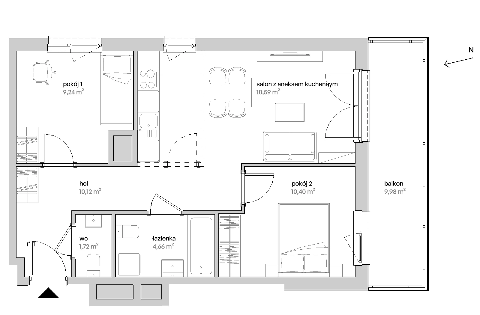 3 pokoje, mieszkanie 54,73 m², piętro 2, oferta nr A/02/025 , Unii Lubelskiej Vita, Poznań, Nowe Miasto, Starołęka, ul. Unii Lubelskiej 10