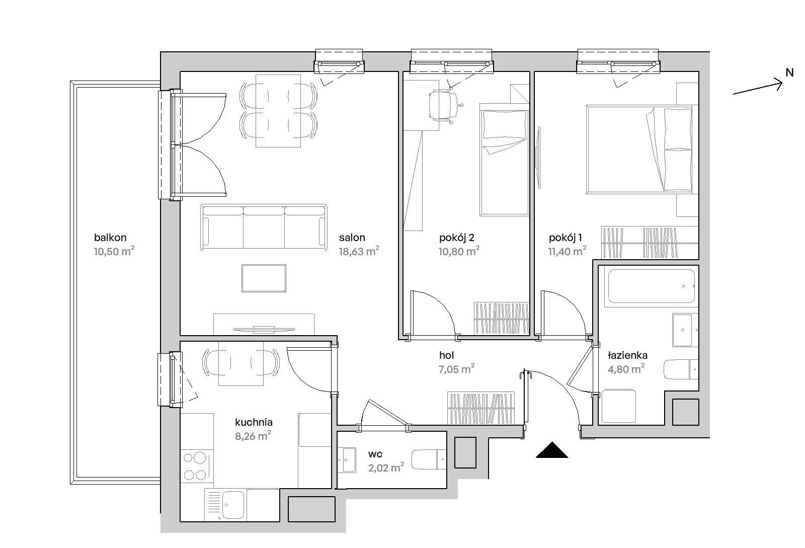 3 pokoje, mieszkanie 62,96 m², piętro 2, oferta nr A/02/026 , Unii Lubelskiej Vita, Poznań, Nowe Miasto, Starołęka, ul. Unii Lubelskiej 10