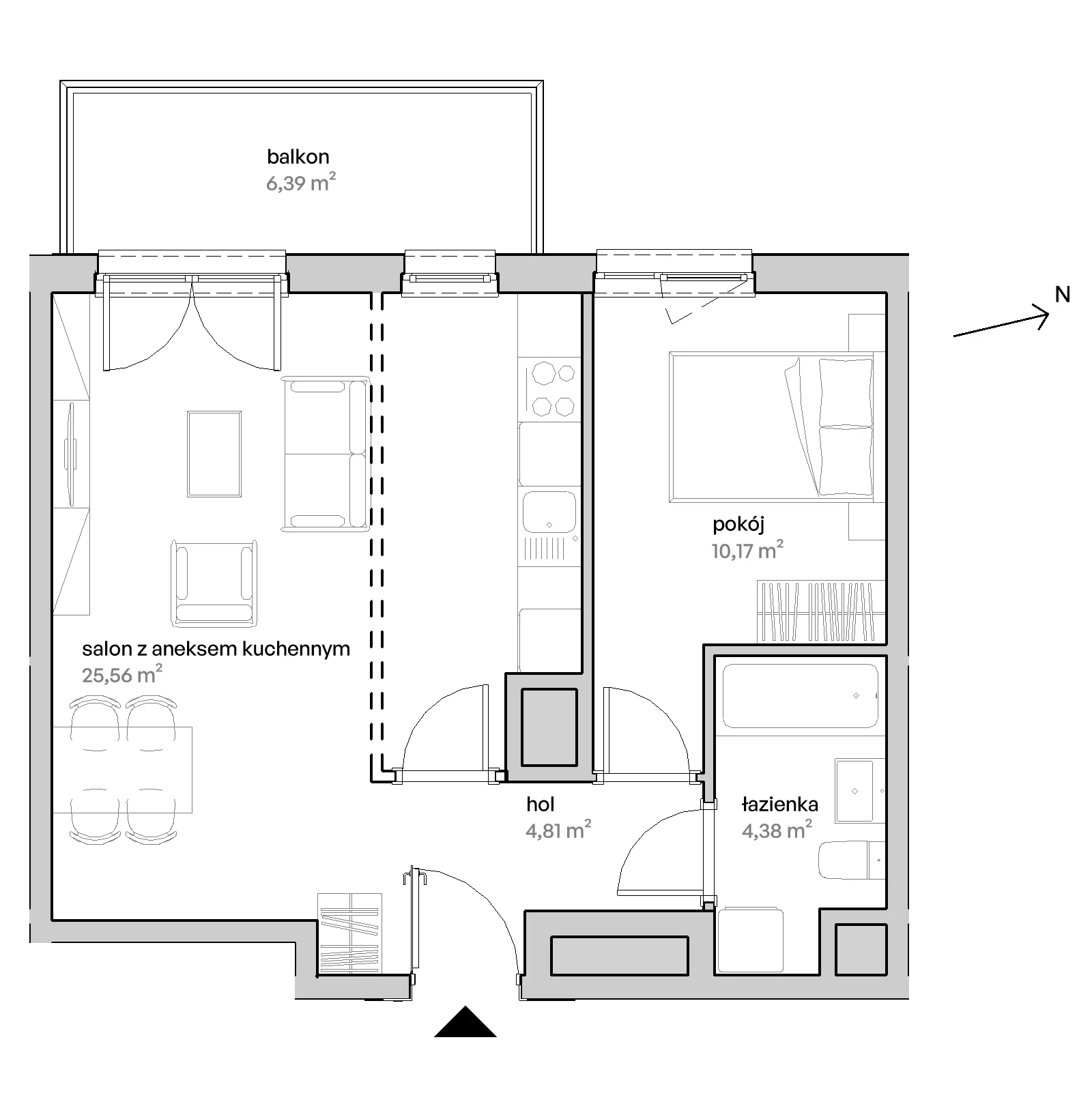 2 pokoje, mieszkanie 44,92 m², piętro 2, oferta nr A/02/027 , Unii Lubelskiej Vita, Poznań, Nowe Miasto, Starołęka, ul. Unii Lubelskiej 10